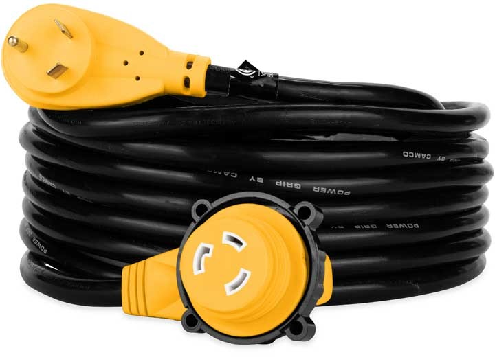 Camco 55524 Power Grip Extension Cord 25′ 30A Male to 30A Female Locking Adapter