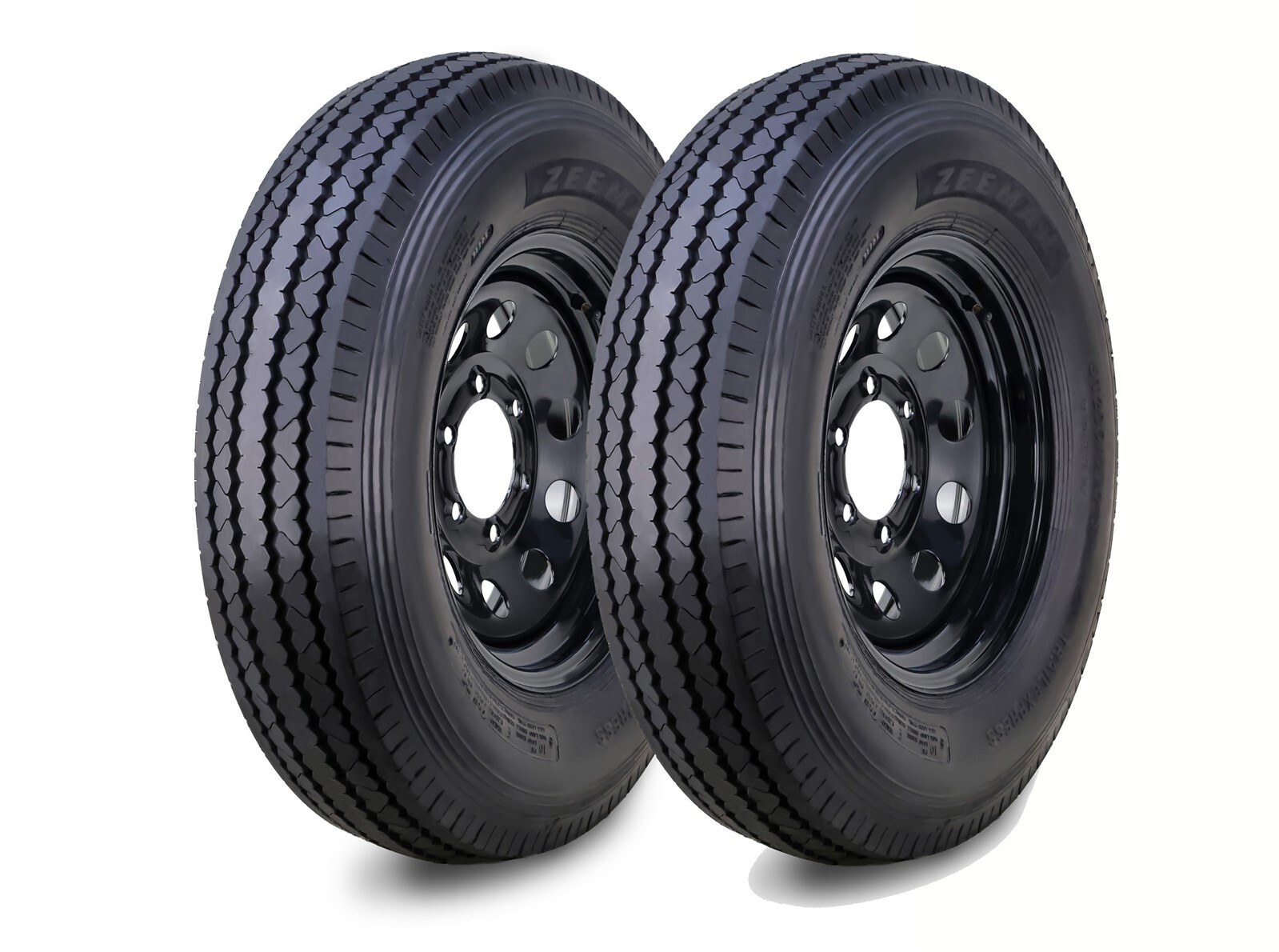 2 ZEEMAX Trailer Tire Assembly ST205/90D15 10-Ply Black Mod Rim 6 Lug on 5.5″