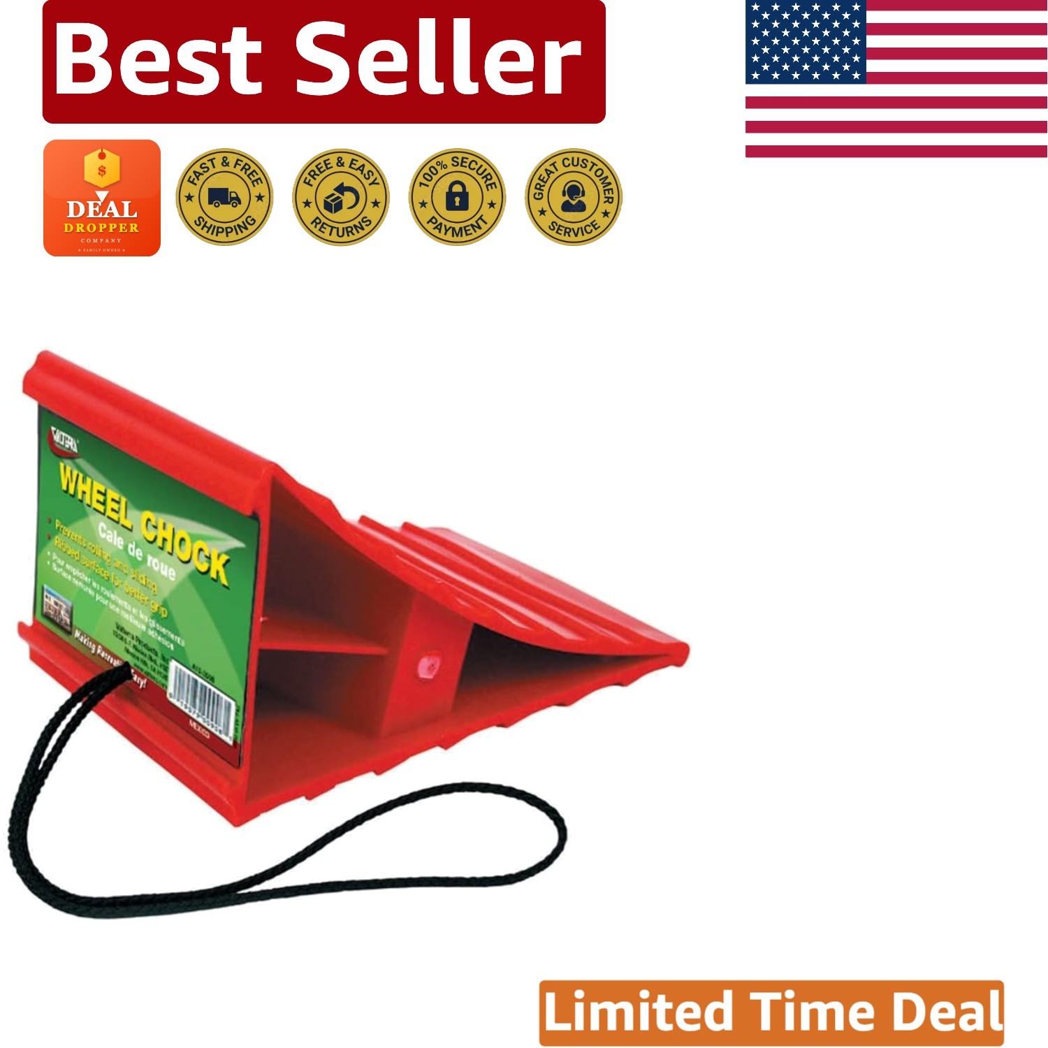 Valterra A10-0908 Red RV Wheel Chock – Compact, Durable & Easy to Transport