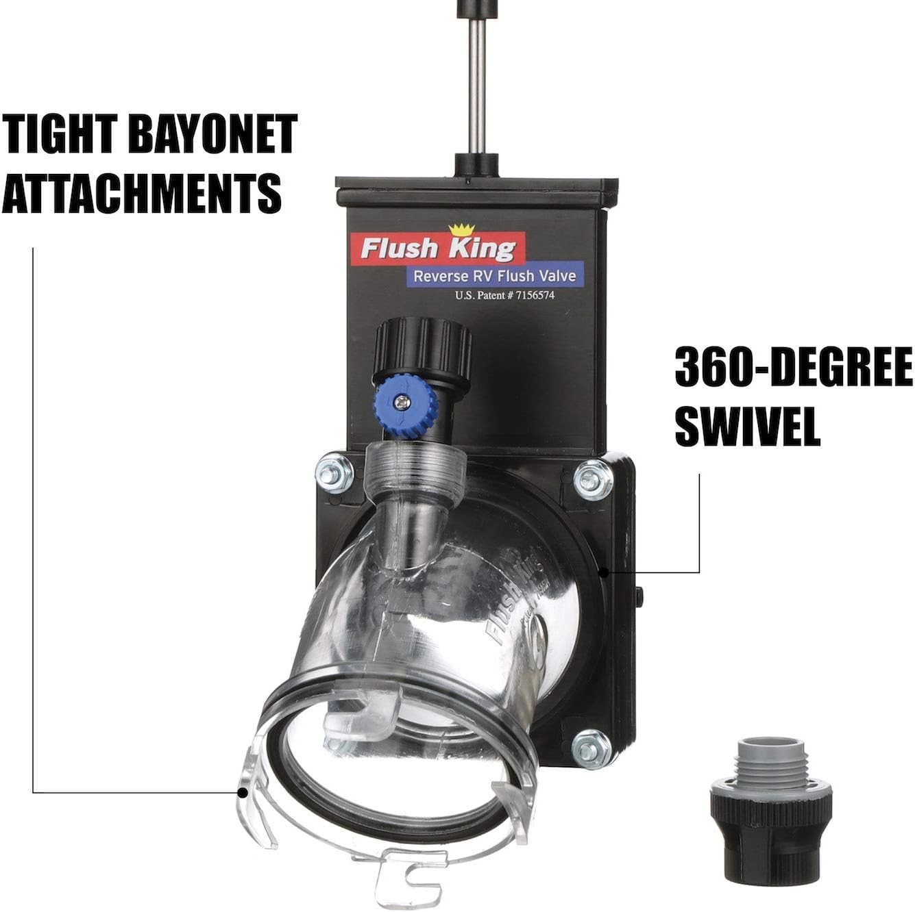 Flush King 45 Degree Reverse Flush Valve Attachment for RV, Camper, Trailer
