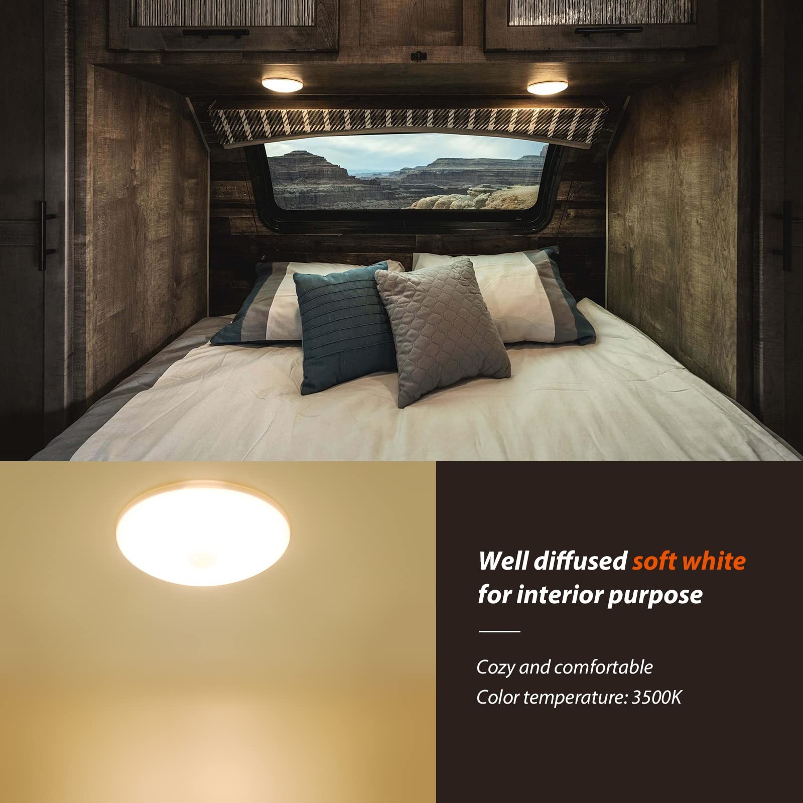 Dream Lighting RV Ceiling Lights LED 12V 4.5 Inch RV LED Puck Light Fixtures
