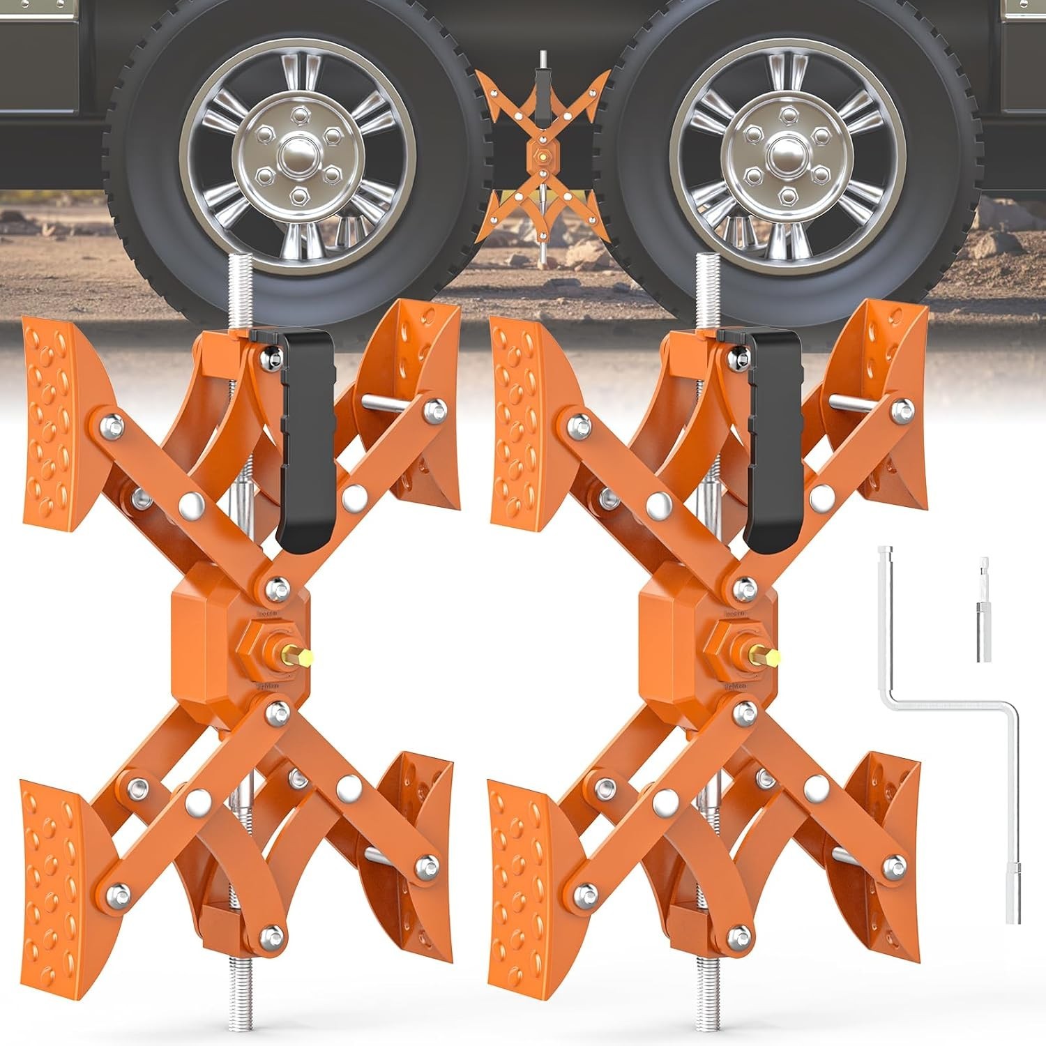 2 PCS Orange Wheel Chocks – X-Shaped Stabilizers for Travel Trailers & RVs