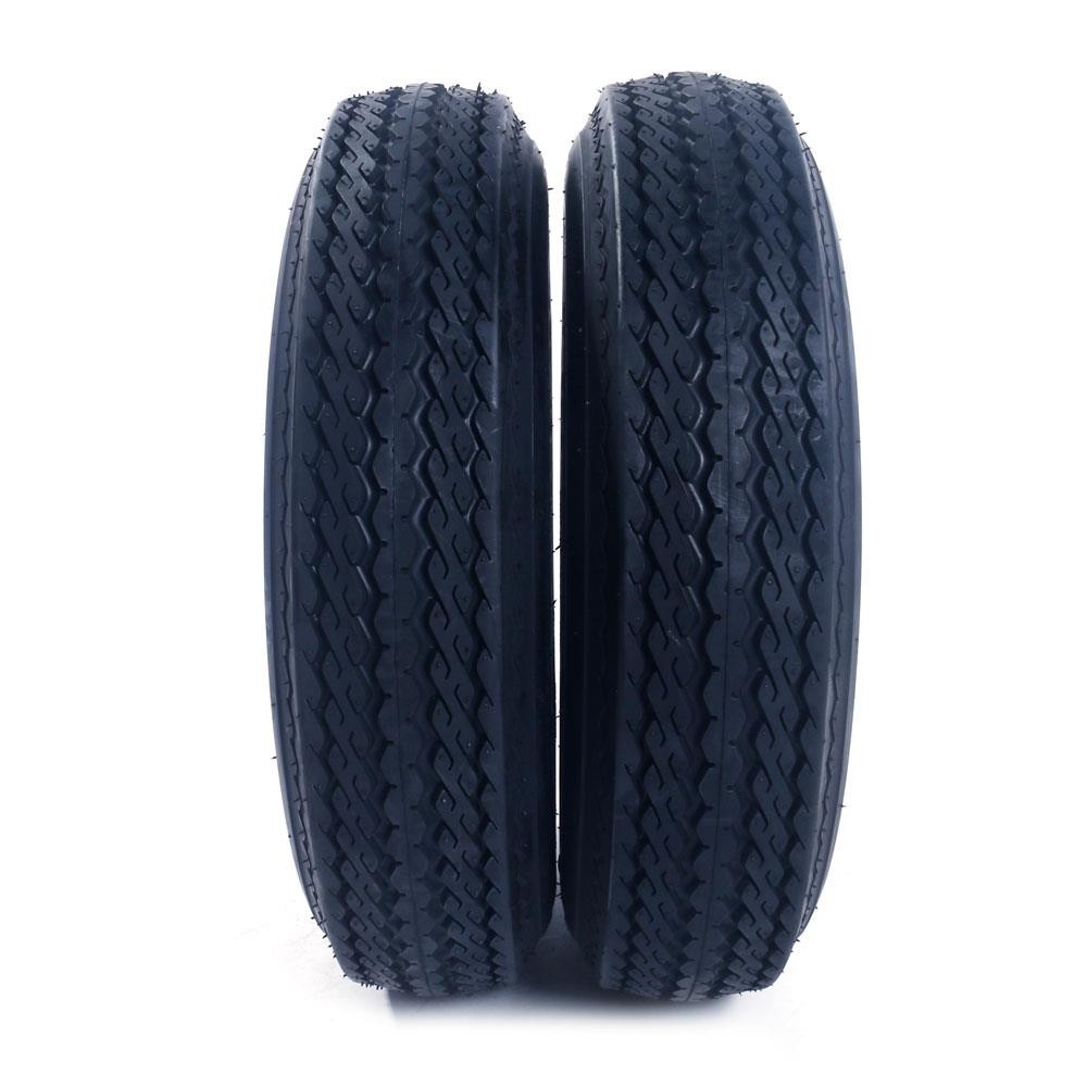 Two of millionparts Trailer Tires Tubeless 4 Lug Wheel White Spoke 5.30-12