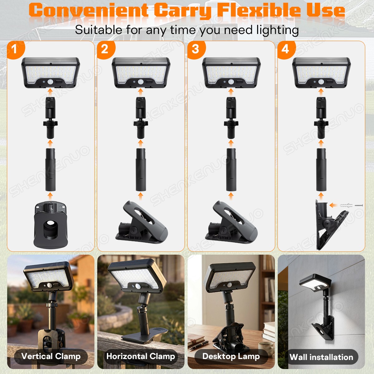 IR Remote Control Interior &Exterior RV 92 LED Camper Awning solar Sensor light