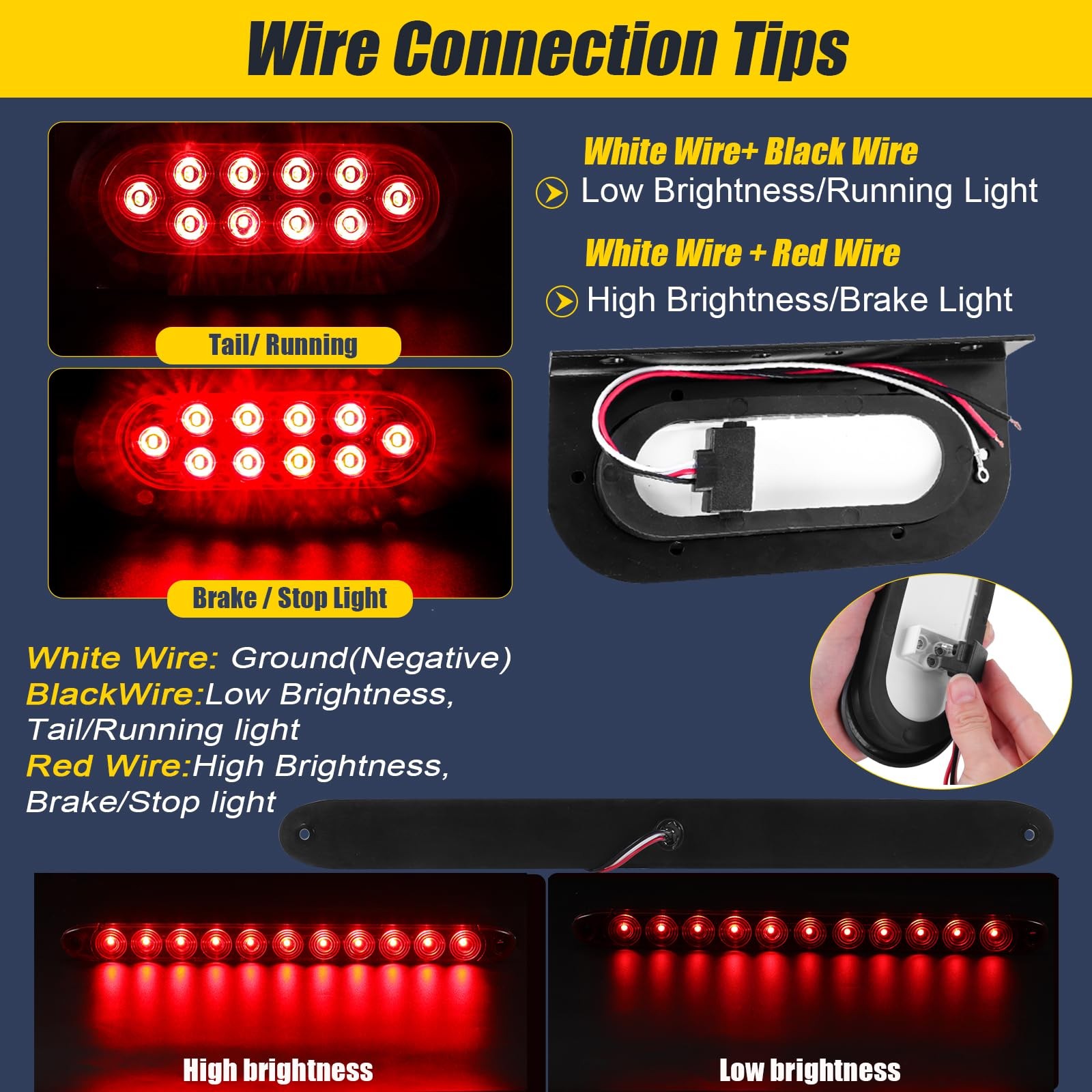 6″ Oval LED Trailer Light Kit with Mounting Bracket, Submersible Wiring Harness