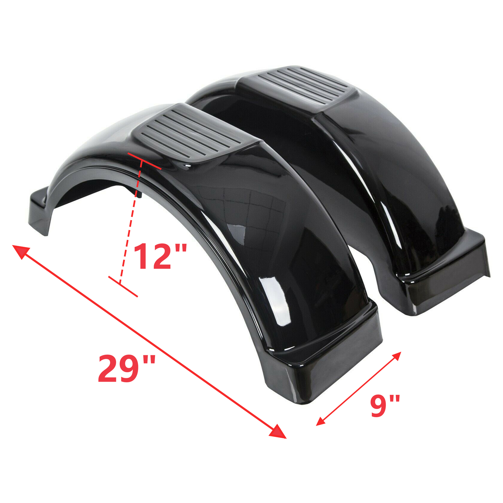 LH & RH Trailer Fenders Fits For Single Axle Trailers w/ 13″ Diameter Wheels