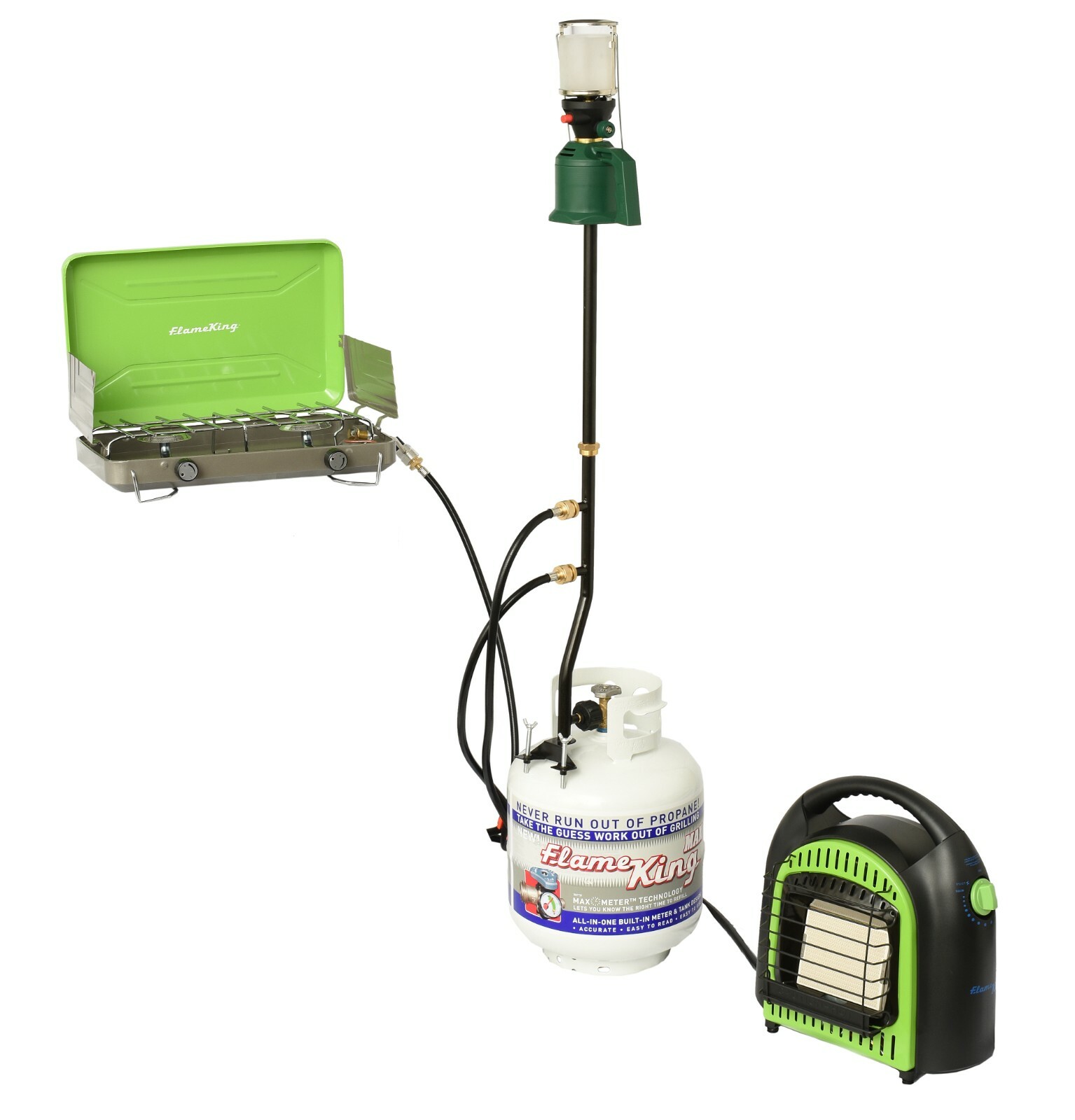 Flame King 3 Port Propane Tank Distribution Tree Post with 15 inch extension