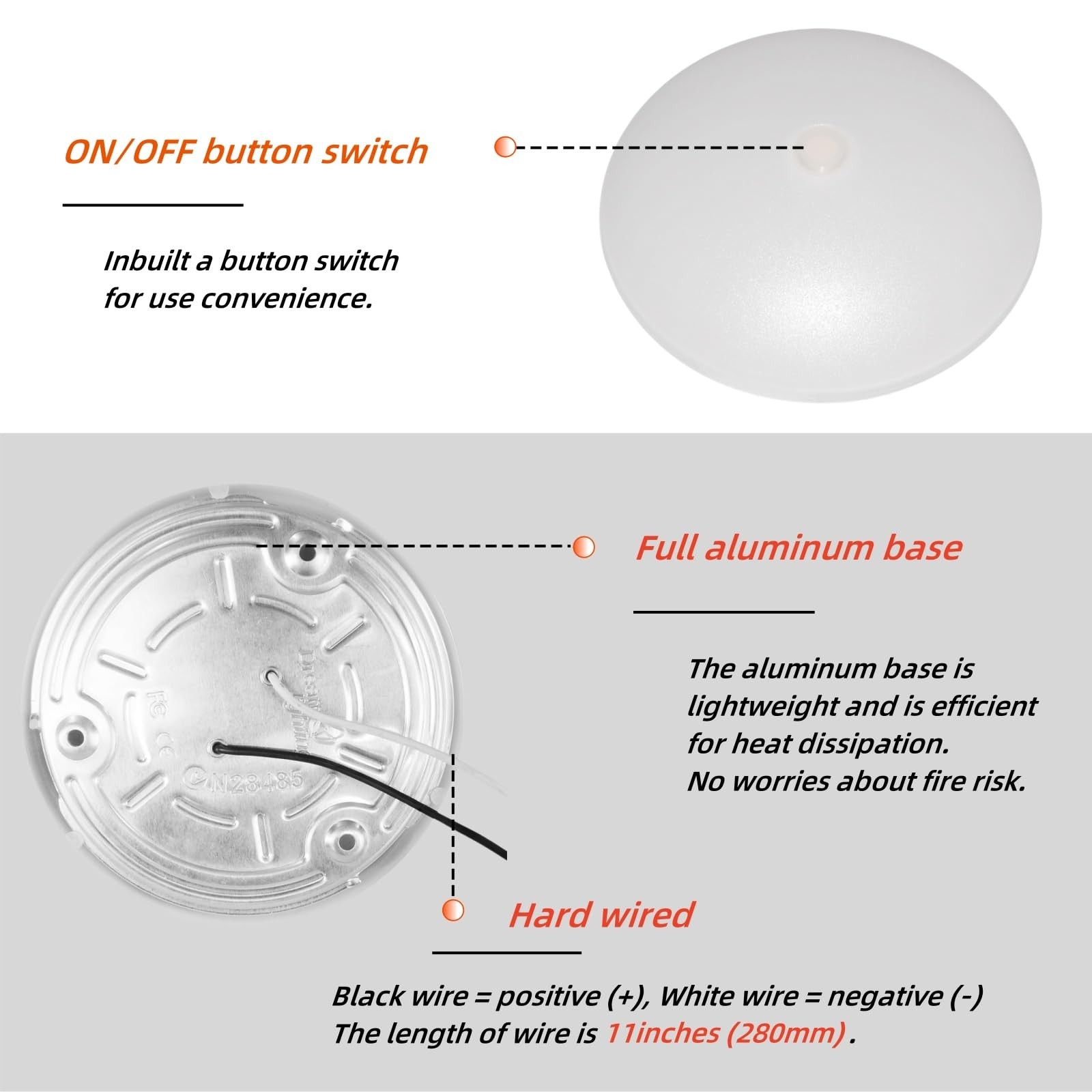 Dream Lighting RV Ceiling Lights LED 12V 4.5 Inch RV LED Puck Light Fixtures