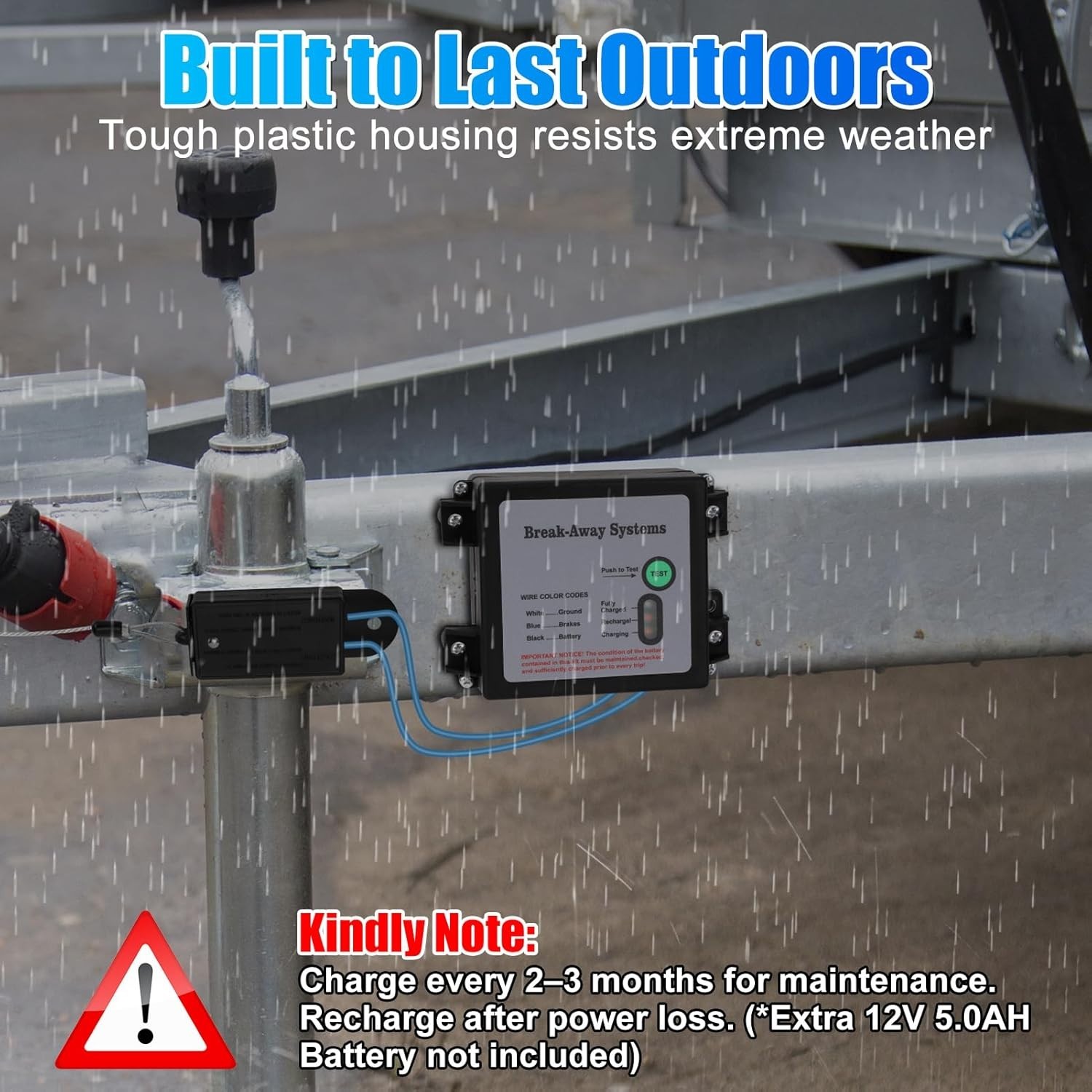 12V Trailer Breakaway Kit: Instant Brake Activation with LED Battery Monitor