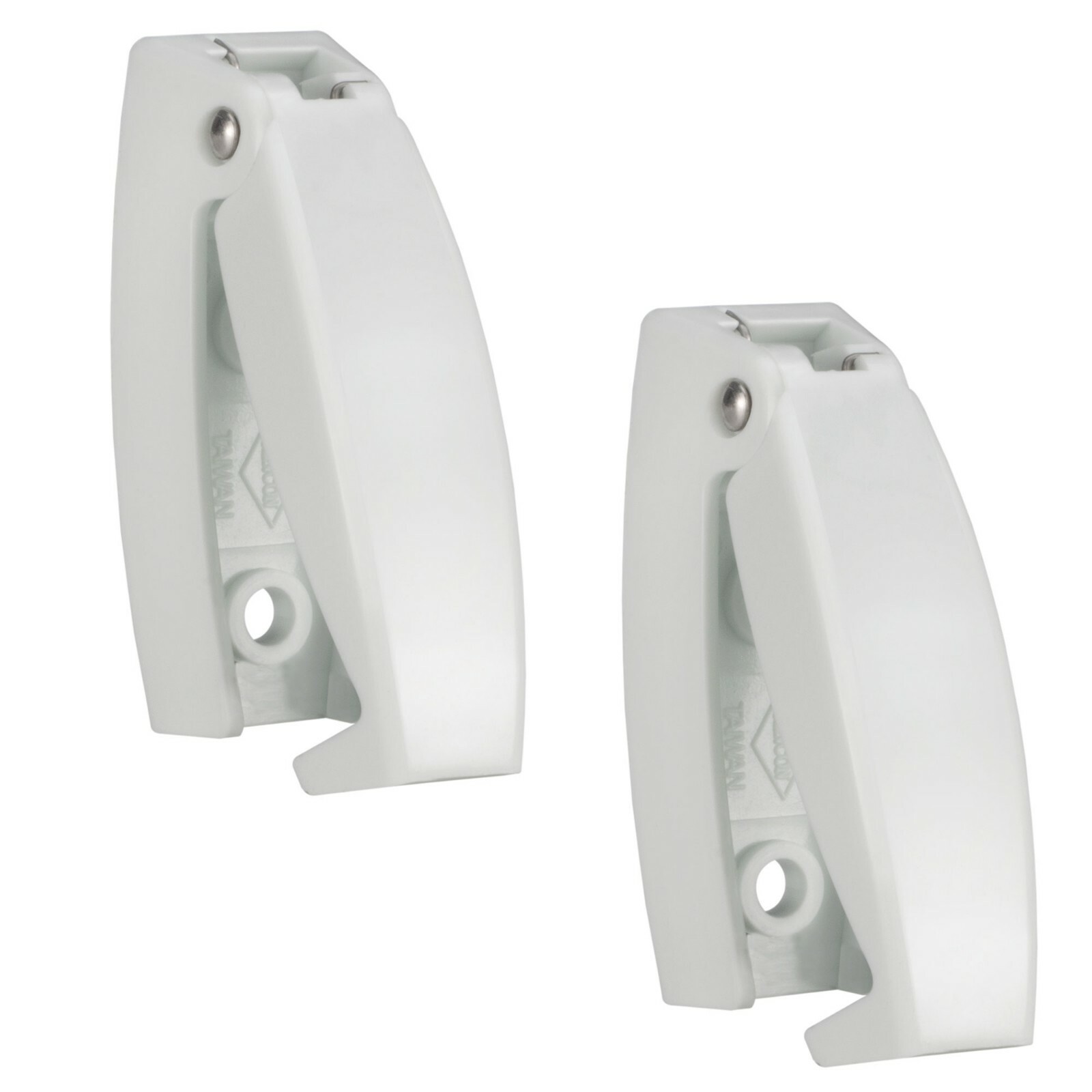 RecPro White RV Rounded Baggage Door Catch Compartment Hardware Clips 2 Pk