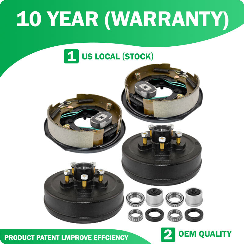 4x Trailer 5 On 5 Hub Drum Kits And 10″x2-1/4″ Electric Brakes For 3500lb Axle