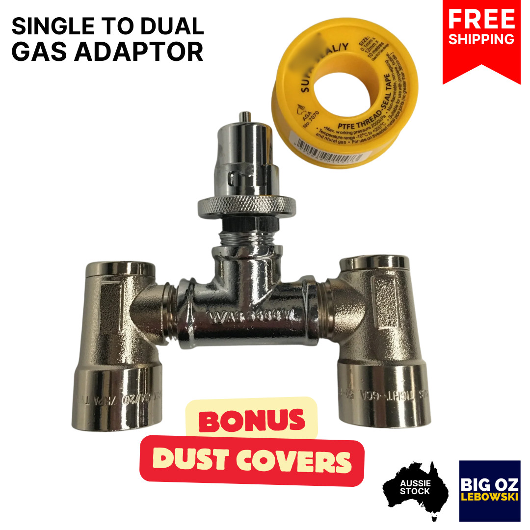 Compliant Single to Dual Gas Adapter for Outdoor Caravans&Motorhomes-Free Post