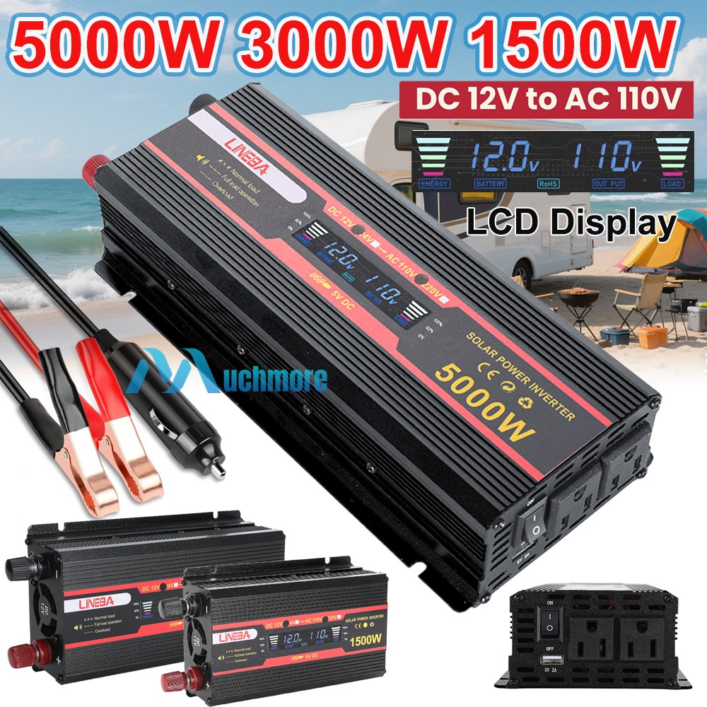 5000W 2500W 1500W Car Power Inverter DC 12V To AC 110V 120V Adapter Converter US