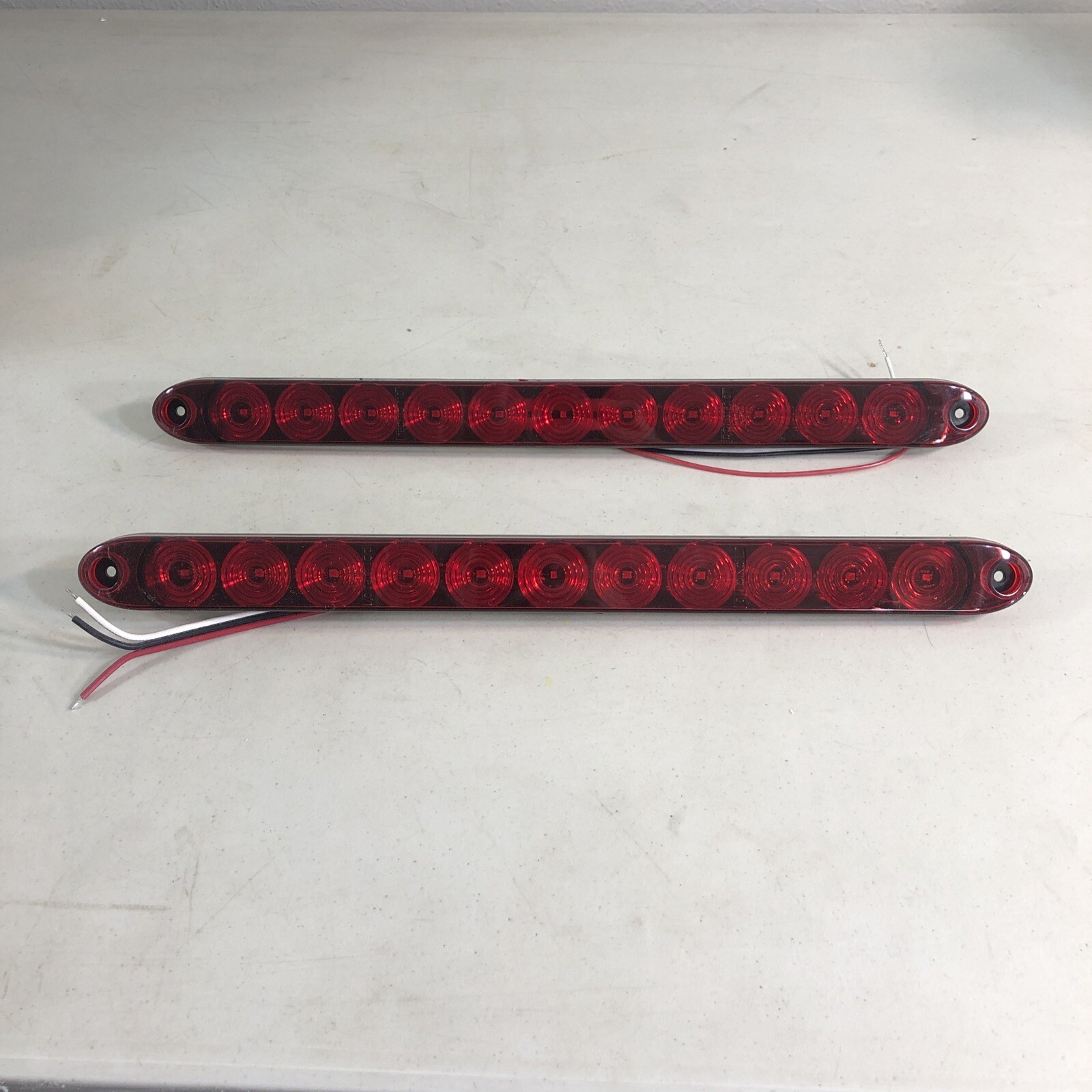 LED Truck Trailer RV Tail Break Light Bar 15″ Surface Mount Red Stop 2 Pcs.