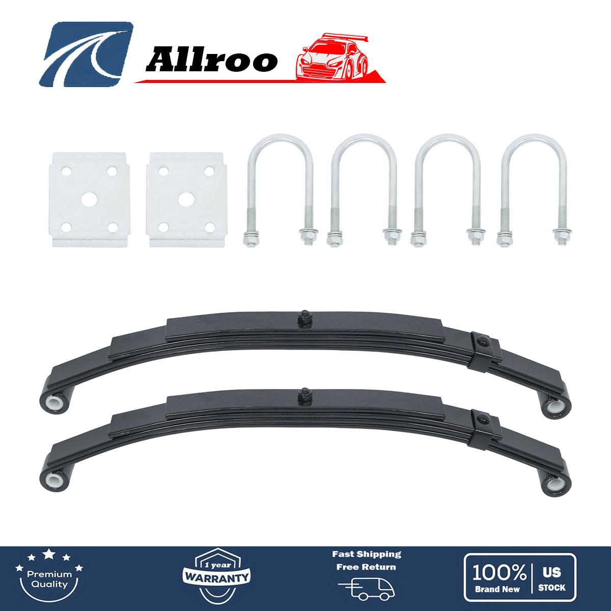 3500lbs New Single Trailer Axle Suspension Kit 1750lbs Leaf Springs & U bolt Kit