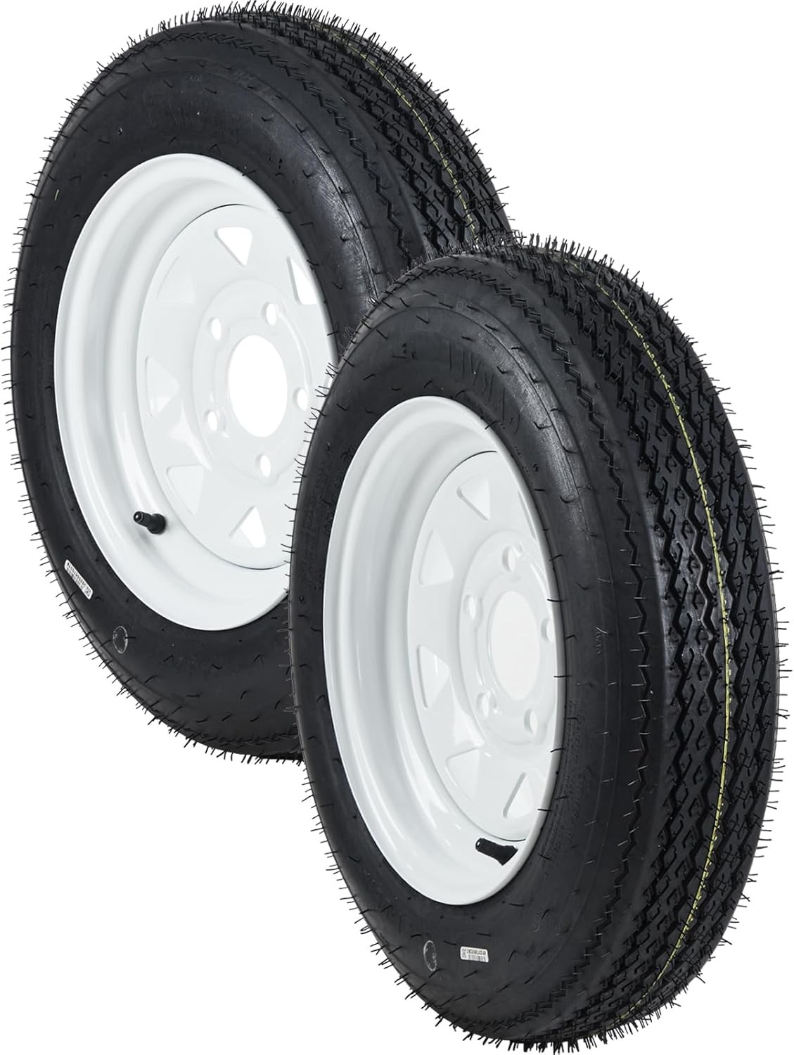 2Set 5.30-12 Trailer Tires with Rims 5.30×12 5.3-12 530-12, 5 Lug on 4.5″, 6PR