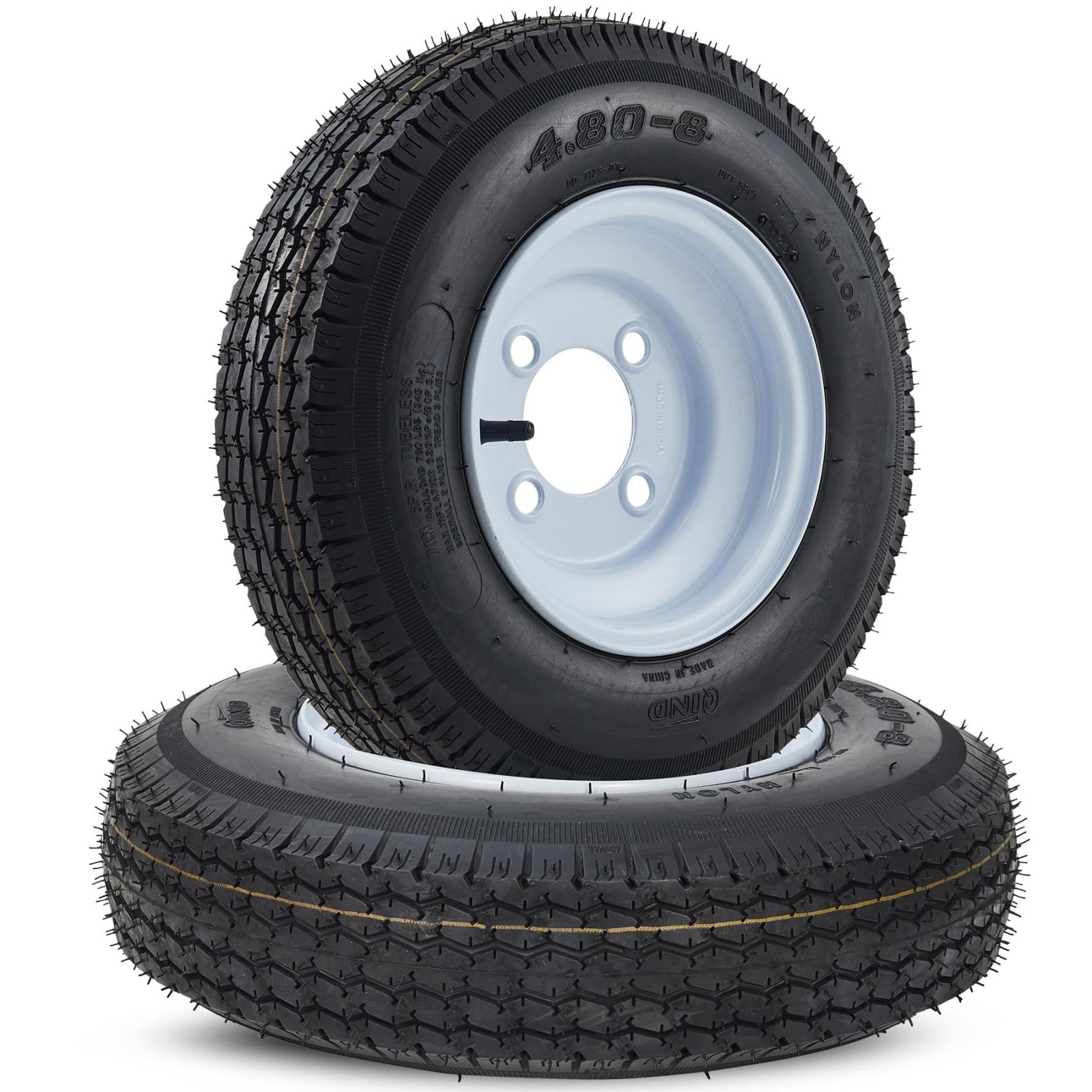 2PCS 4.80-8 Trailer Tires & Wheels Center Bore 2.85″ Lawn Mower Tractor 4 Lug