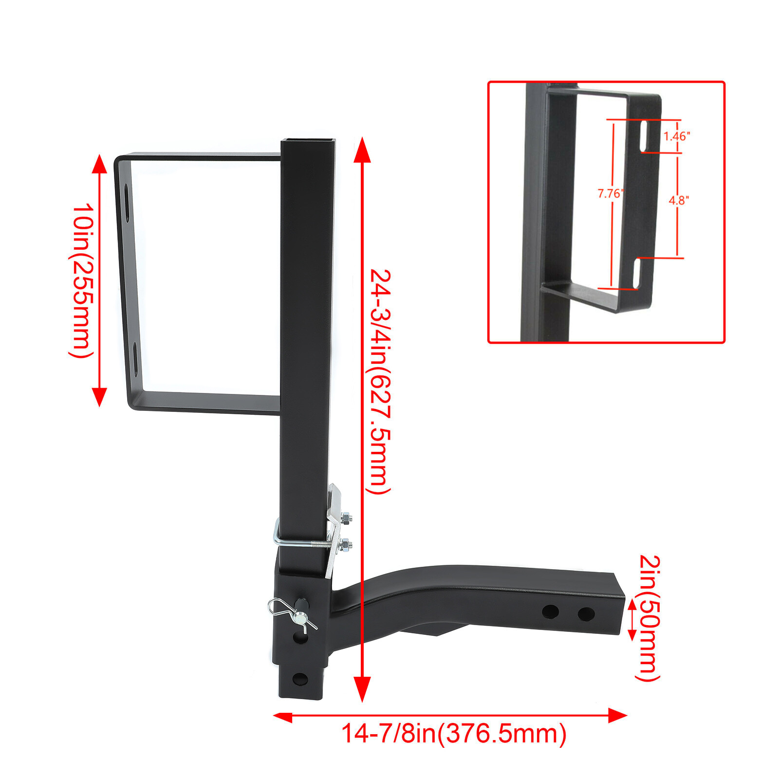 RV Truck Receiver Hitch Spare Tire Mount Heavy Duty Steel Fits all 2″ receivers