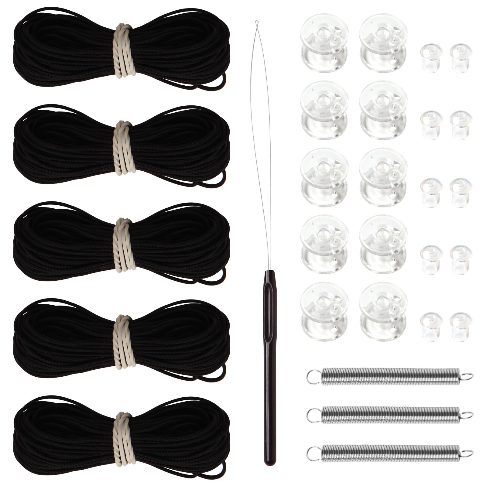 GGTE RV Pleated Shade Repair Kit with Wire Restring Tool, Camper Window Black