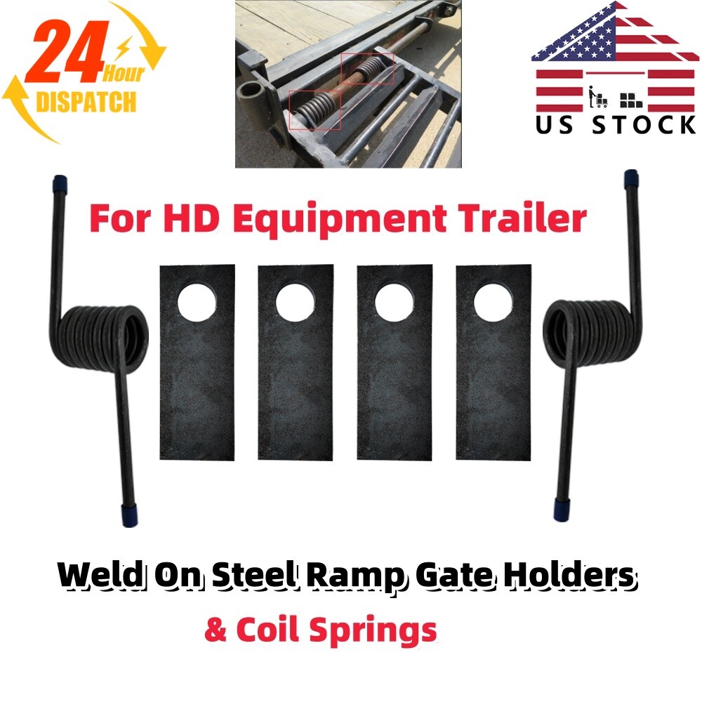 Weld On Steel Ramp Gate Holder Hinge W/Coil Springs Ramp Gate For HD Trailer