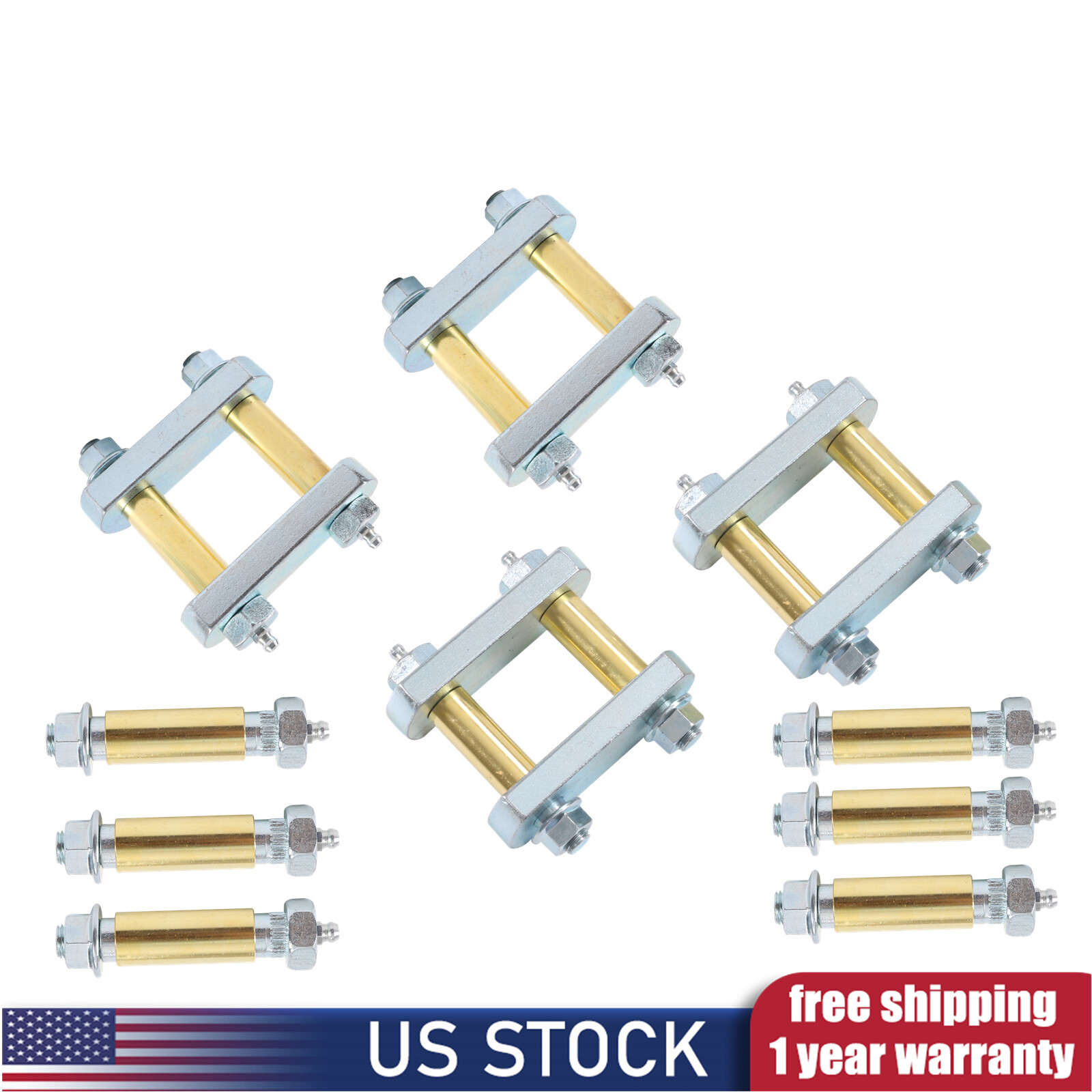 For Tandem Axle Truck Trailer Greasable Shackle Spring Bolt Link Kit Heavy Duty