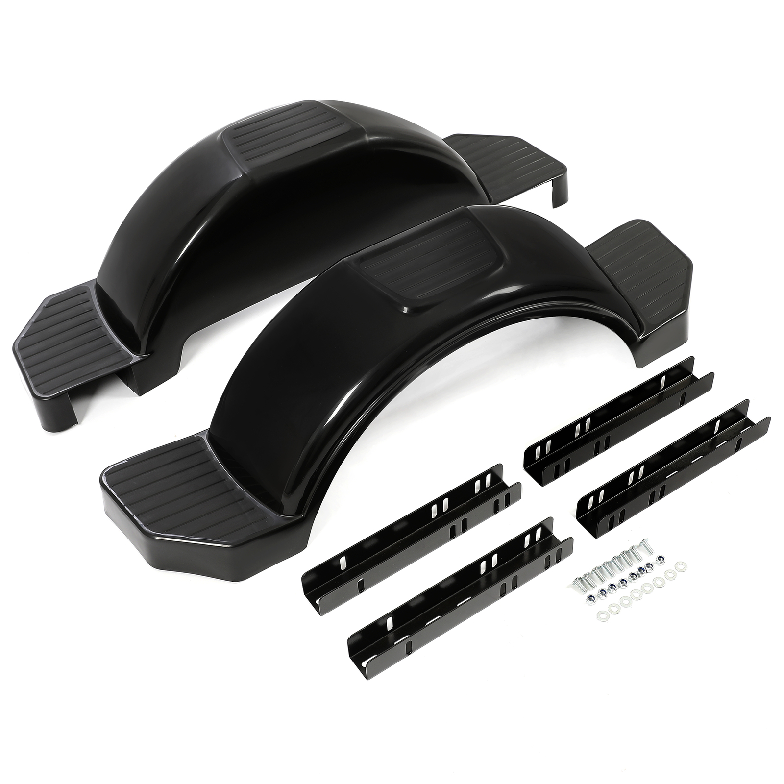 Black Pair of Single Axle Trailer Fenders Fits 13″ Wheels Tire Skirt Boat