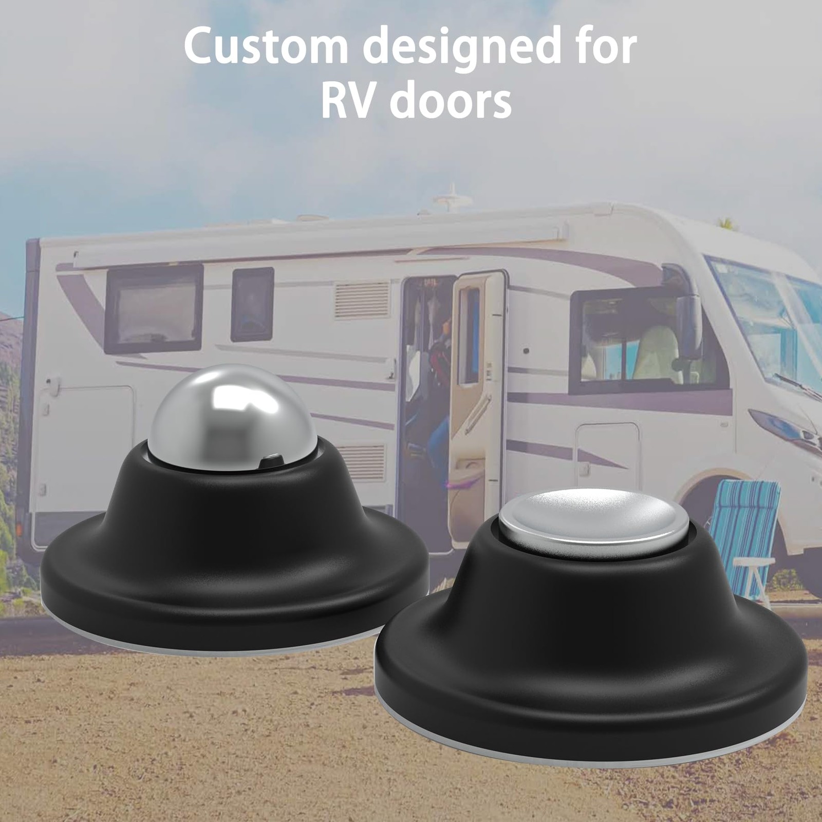 Magnetic RV Door Holder Catch Trailer Camper Motorhome Cargo Stop Black 2 Pack