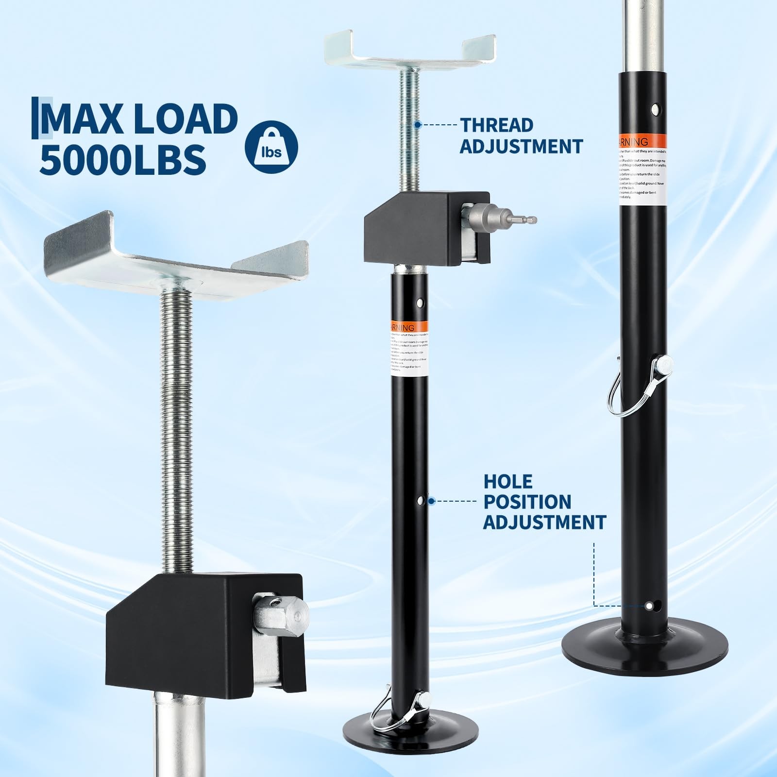 2 x Adj RV Slide Out Supports Stabilizer Jacks Camper Stabilizer Jack 5000Lbs