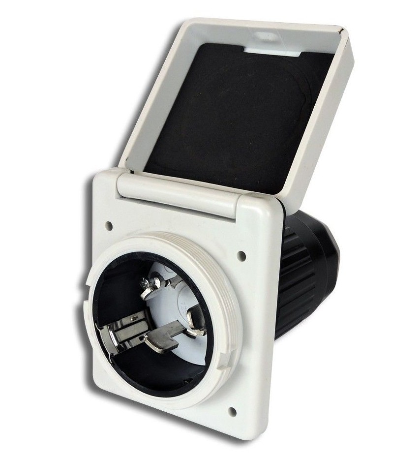 Leisure RV 125/250V 50 AMP Power Plug Twist Lock Inlet with 3 Stainless Steel wh