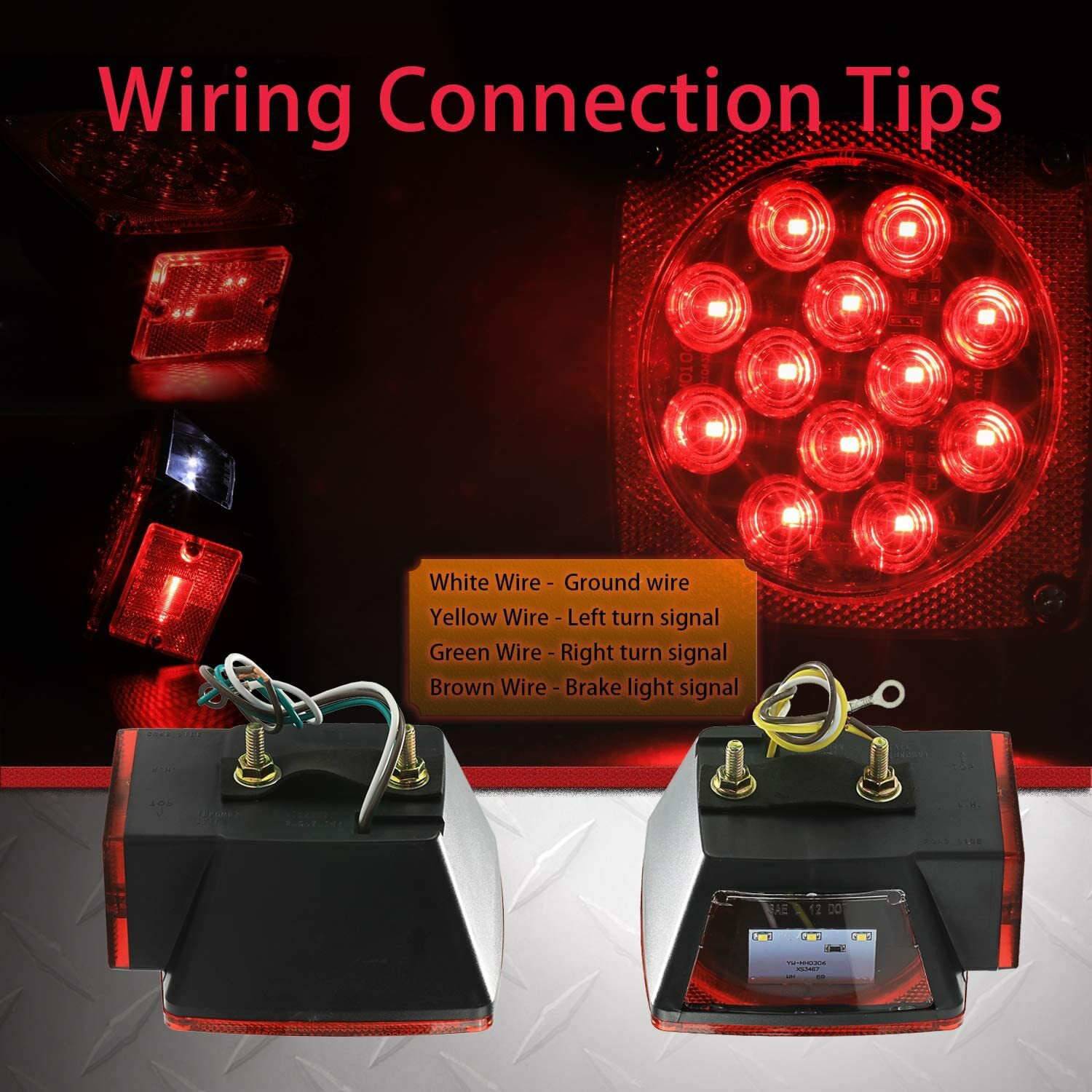 a pair 12V LED Trailer Tail Light Turn/Stop/Signal – Left/Right-DOT Compliant