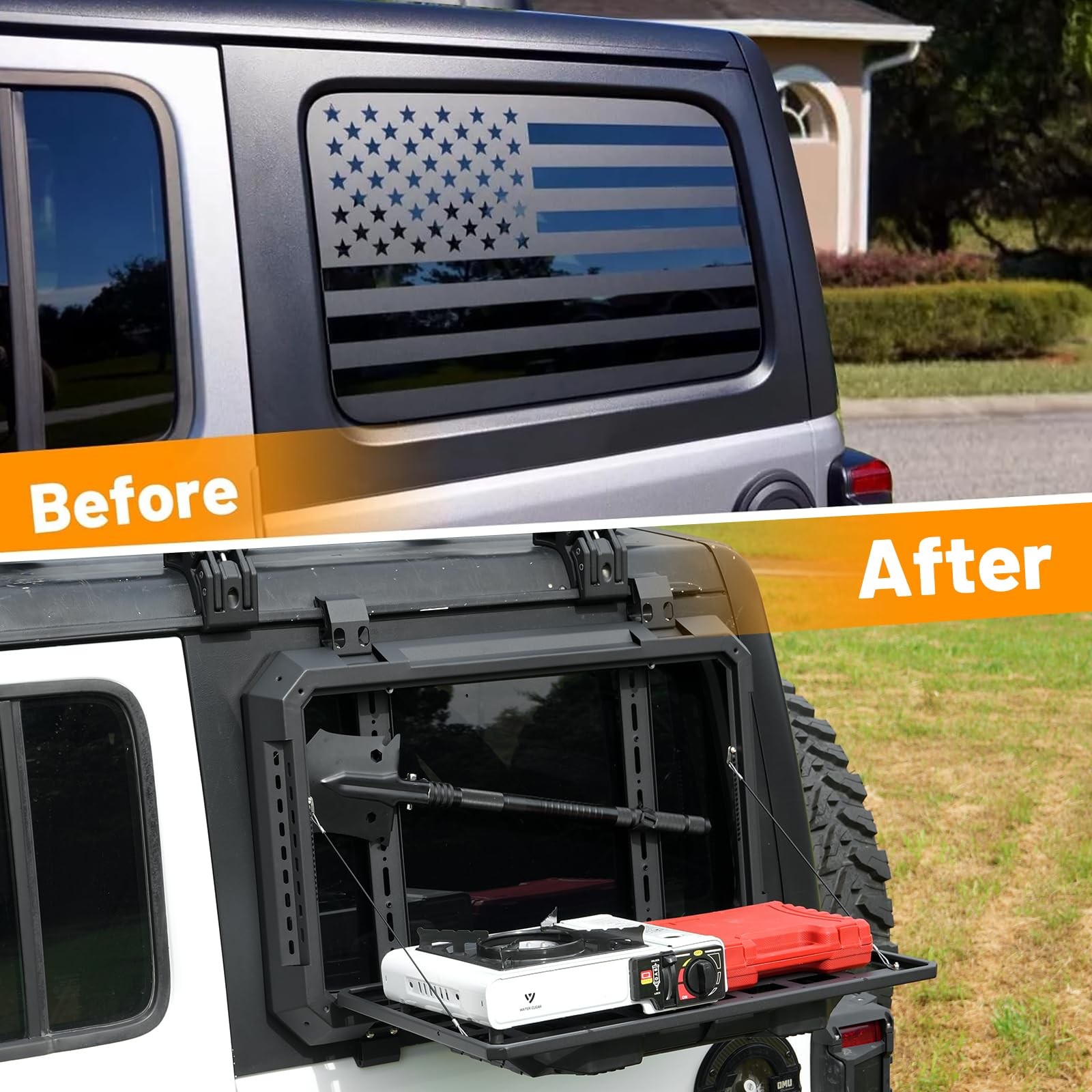 1PCS Rear Window Storage Shelf Molle Panel Fit 2018-2025 Jeep Wrangler JL 4Drs