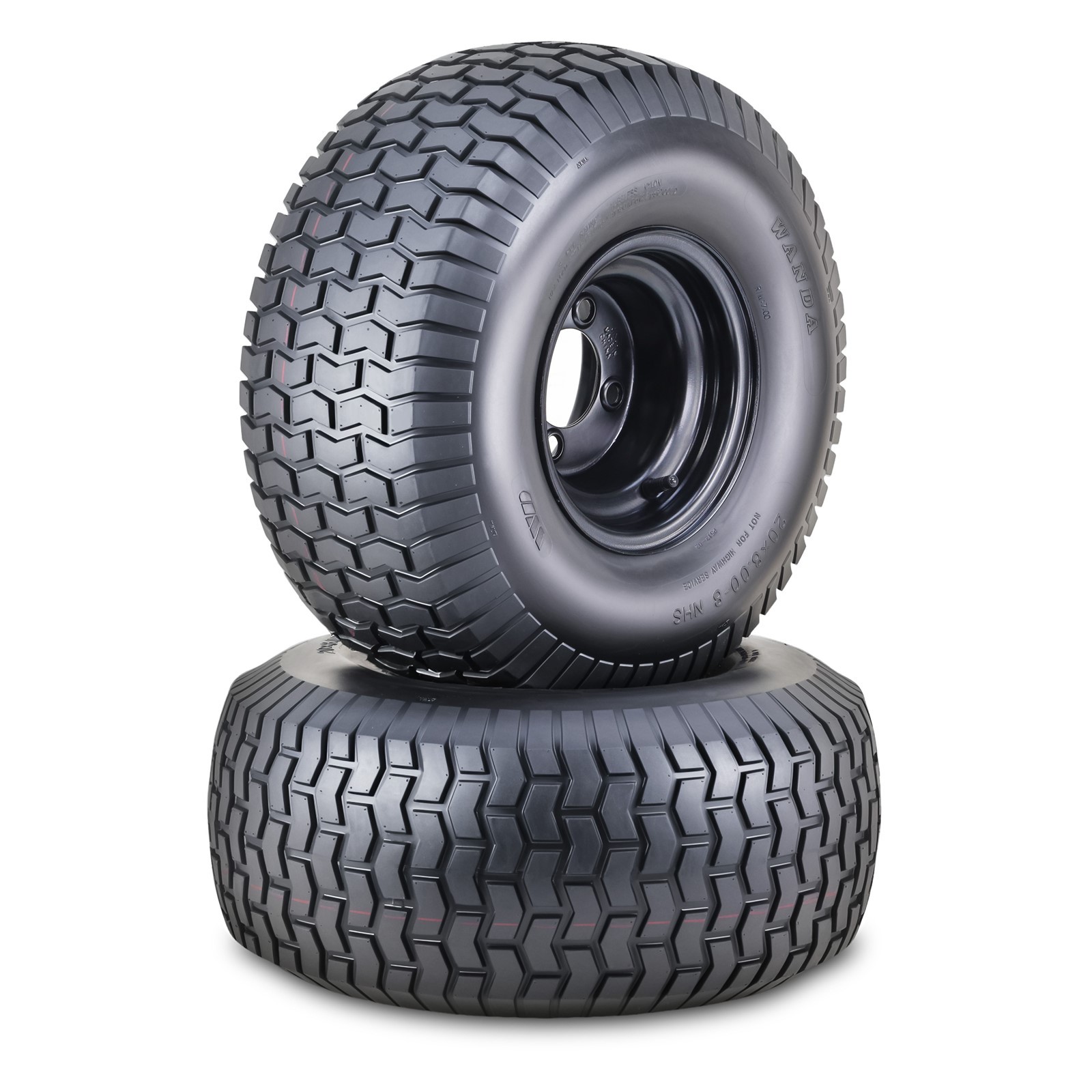 WANDA Lawn Mower Tractor Tire wheel 20X8-8 4PR w 4×4 Black Rim-13131,Pk2