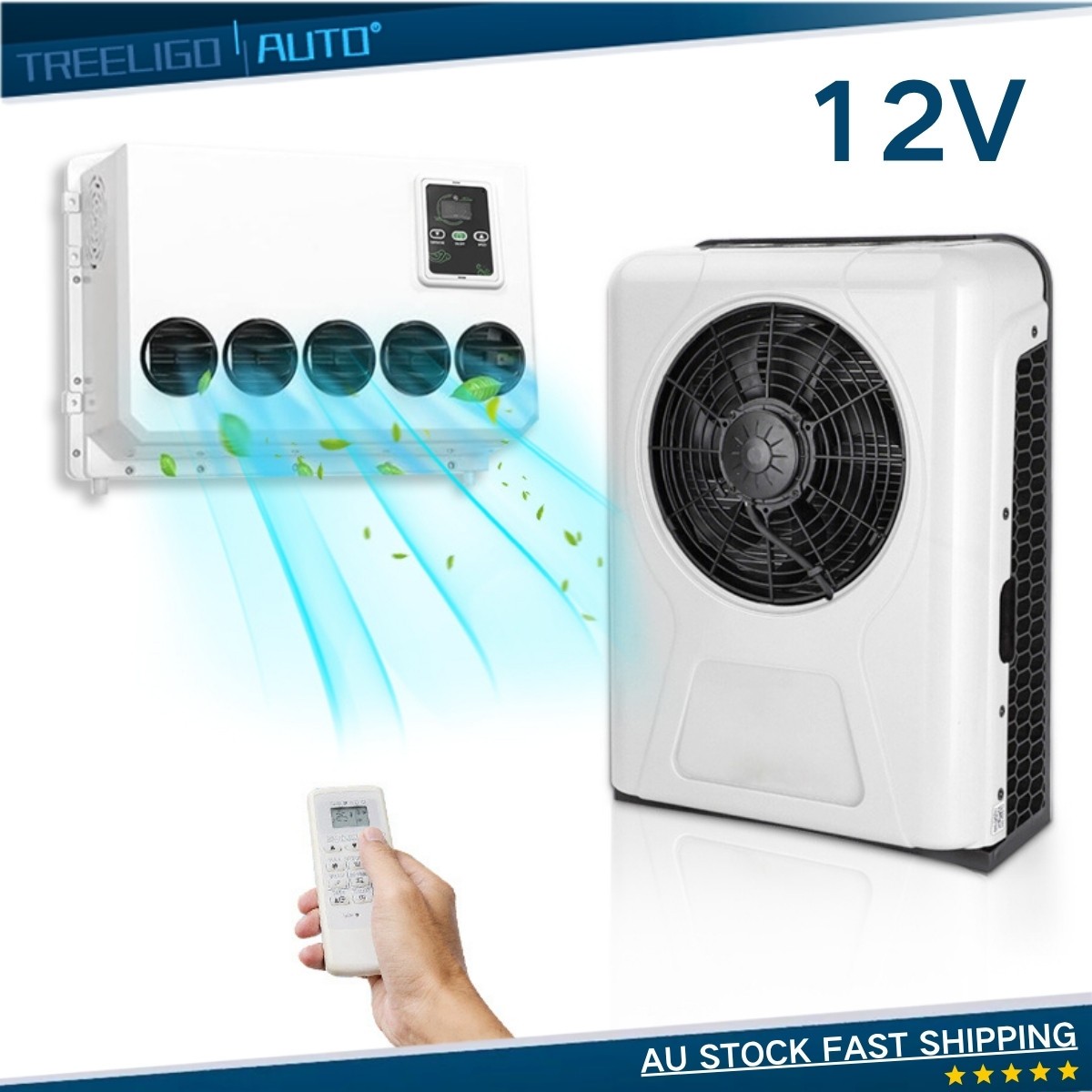 Treeligo 12V Air Conditioner Universal Split AC Unit A/C Fits RV Truck Cab Bus