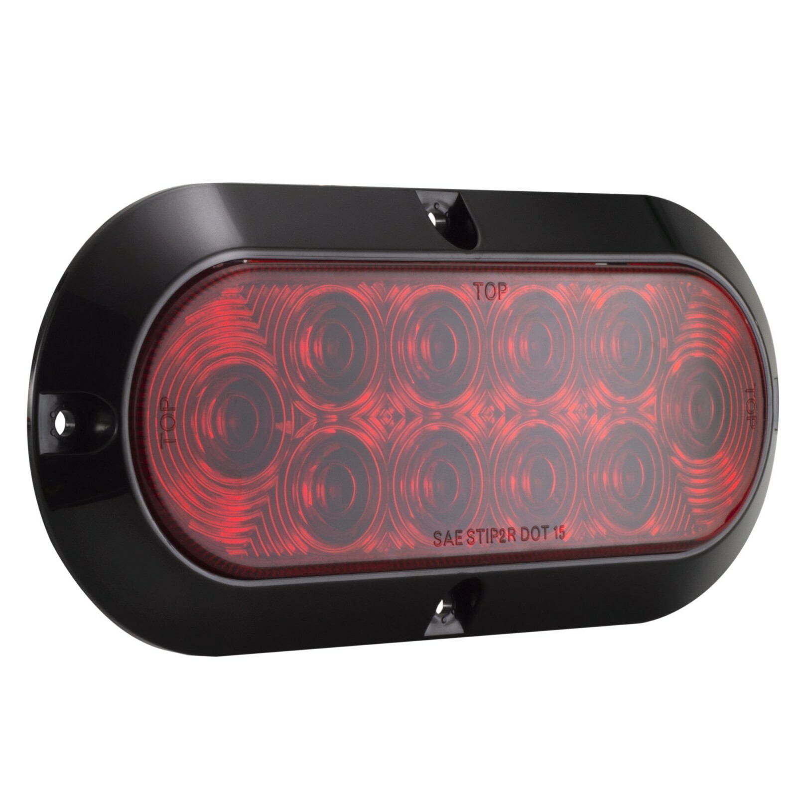 6″ Red Oval LED Surface Mount Stop Tail Light Turn Signal Black DOT Semi 2 Pack