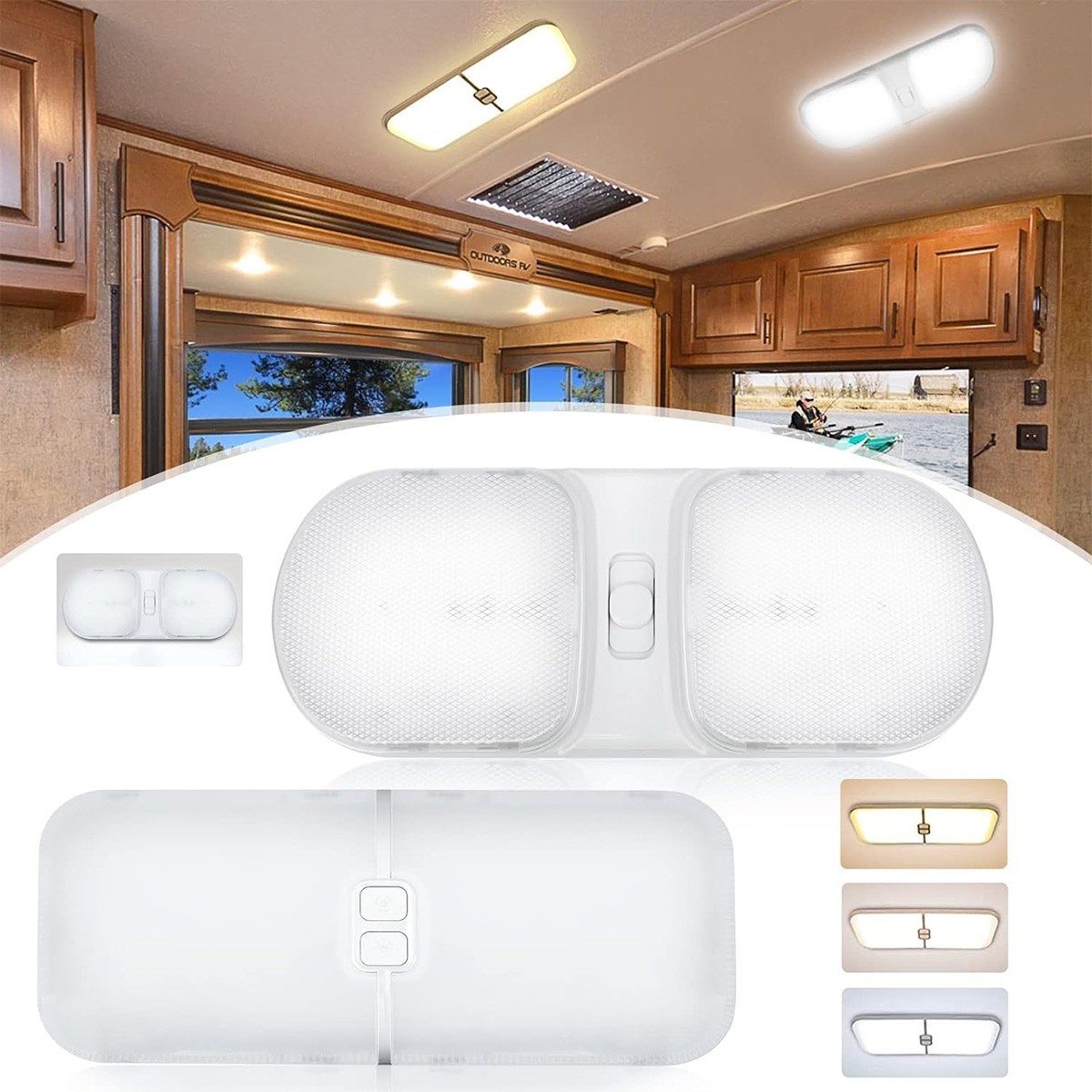 2 Pack 12V Led RV Ceiling Dome Light RV Interior Lighting for Trailer Camper Car
