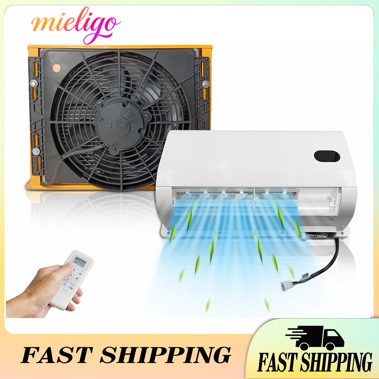Mieligo 12V Cooling A/C Kit Vehicle Split Air Conditioner Fit Boat Truck RV