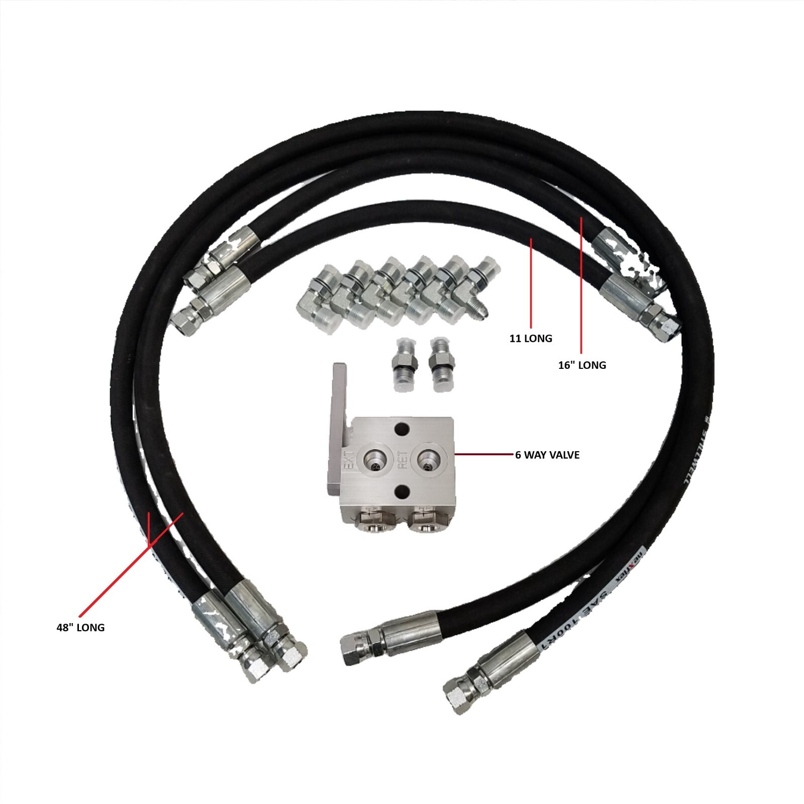 Atlas Hydraulic Dump Trailer Conversion Kit 12K 48″ Hose Add-on Kit Single Leg