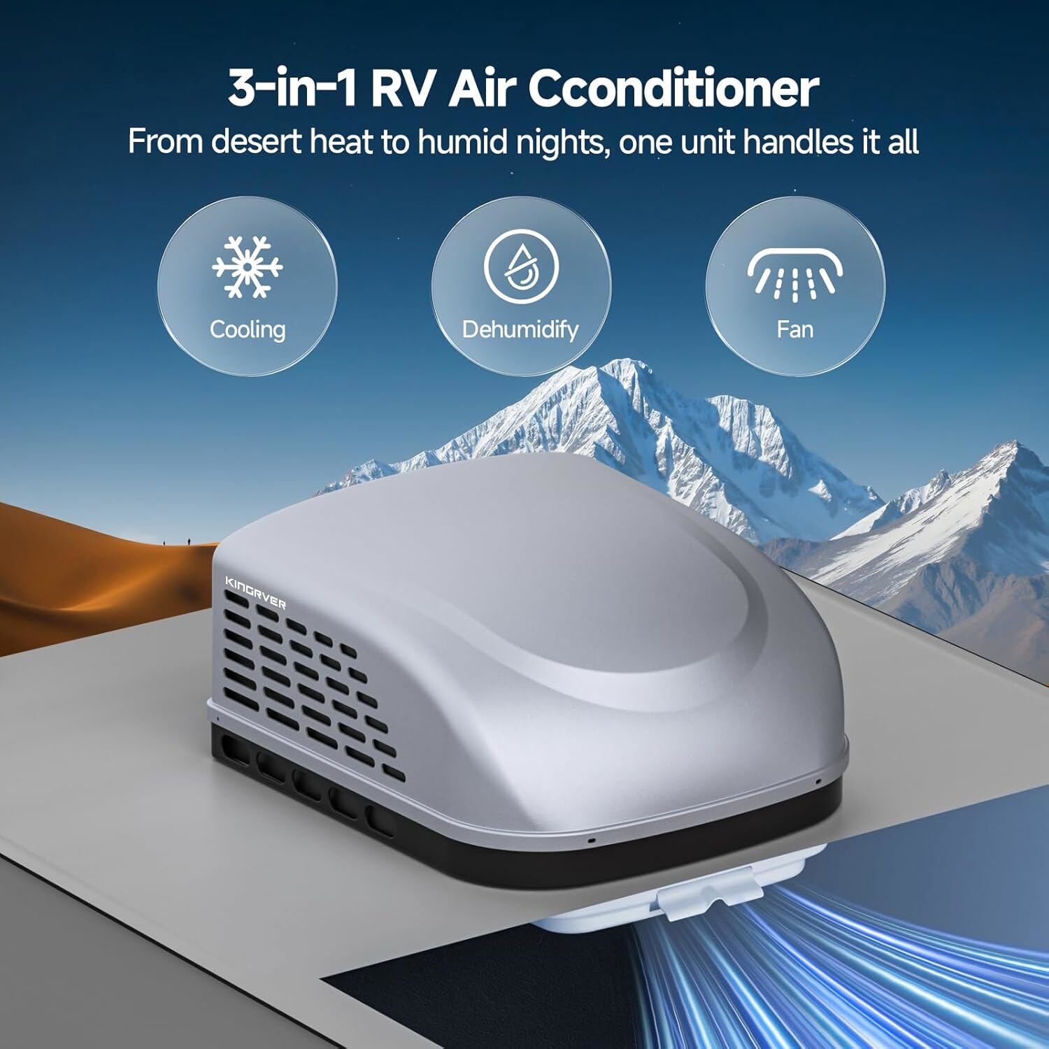 KINGRVER 15000 BTU RV Air Conditioner Rooftop Non-Ducted Camper AC Unit 110V(AC)