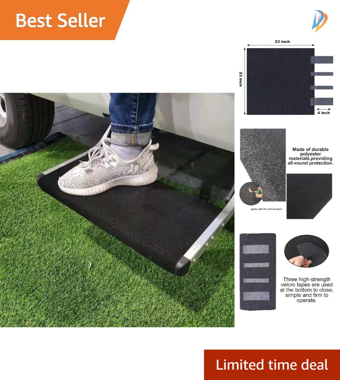 Non-Slip RV Step Carpet – Stylish Cover for 18-23 Inch Steps with UV Protection