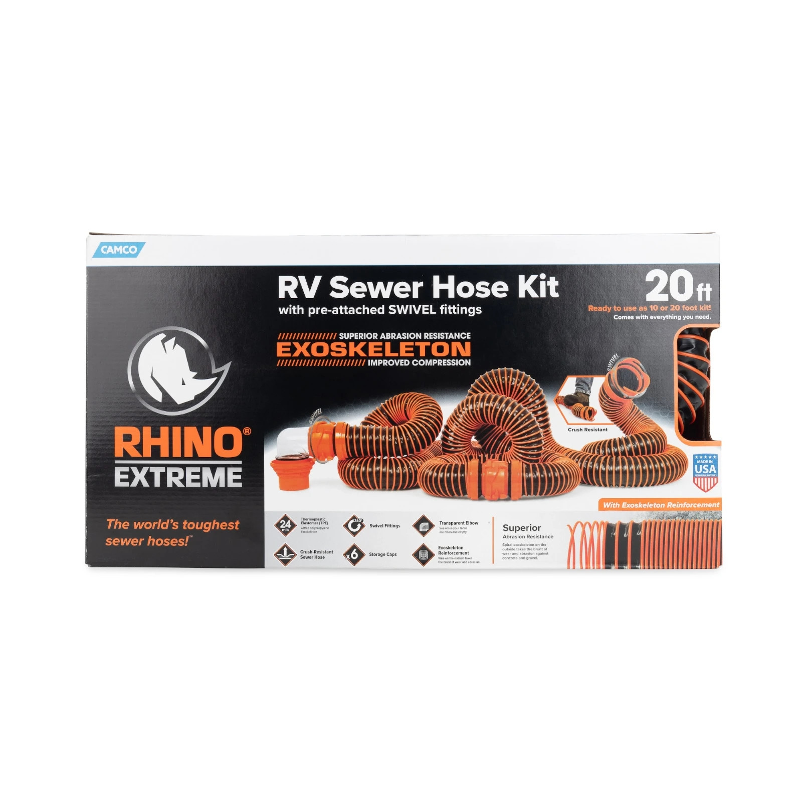 RhinoEXTREME 20 Foot Sewer Hose Kit Camco 39867