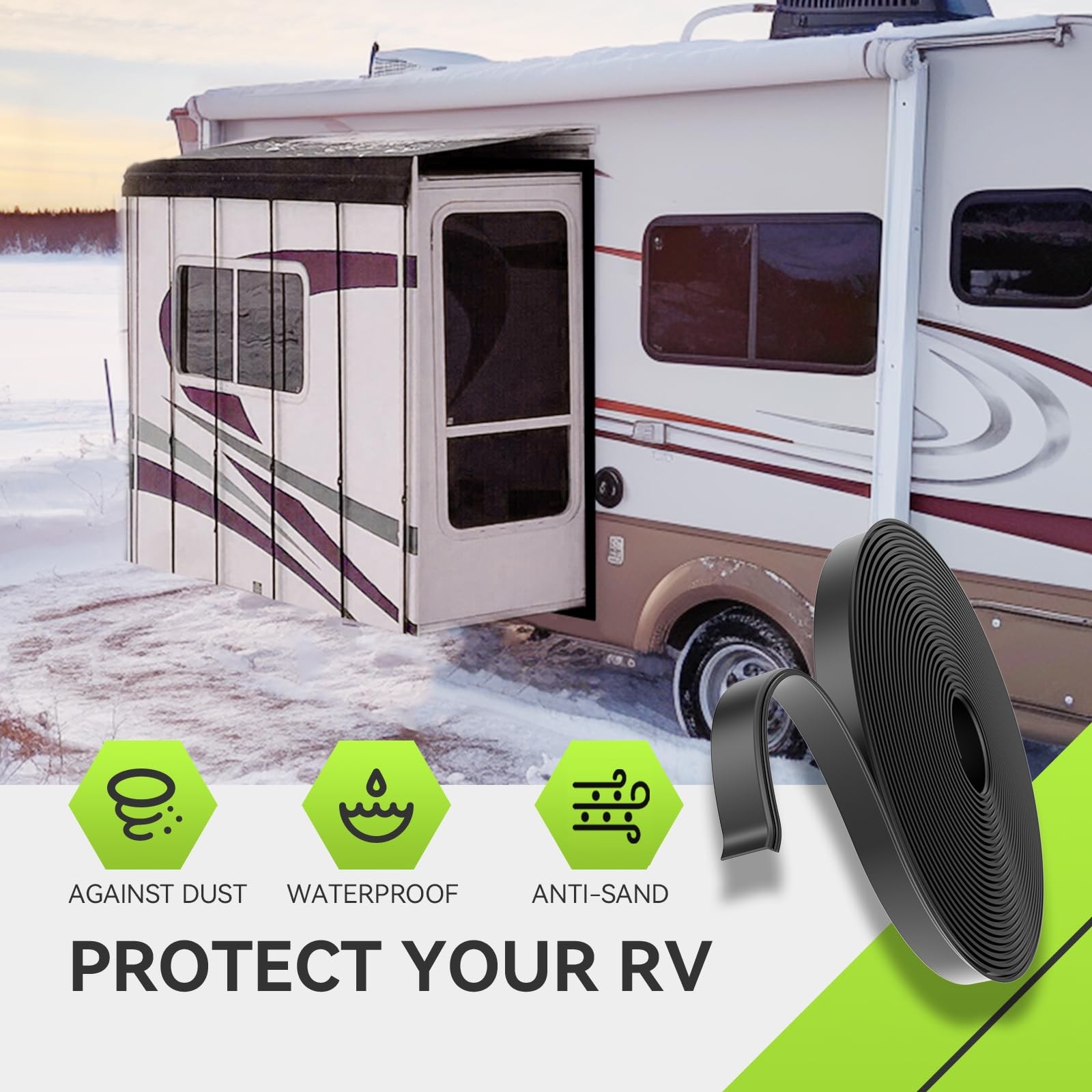 30FT RV Slide Out Seal, Waterproof Seal L-shaped 30FT, Black