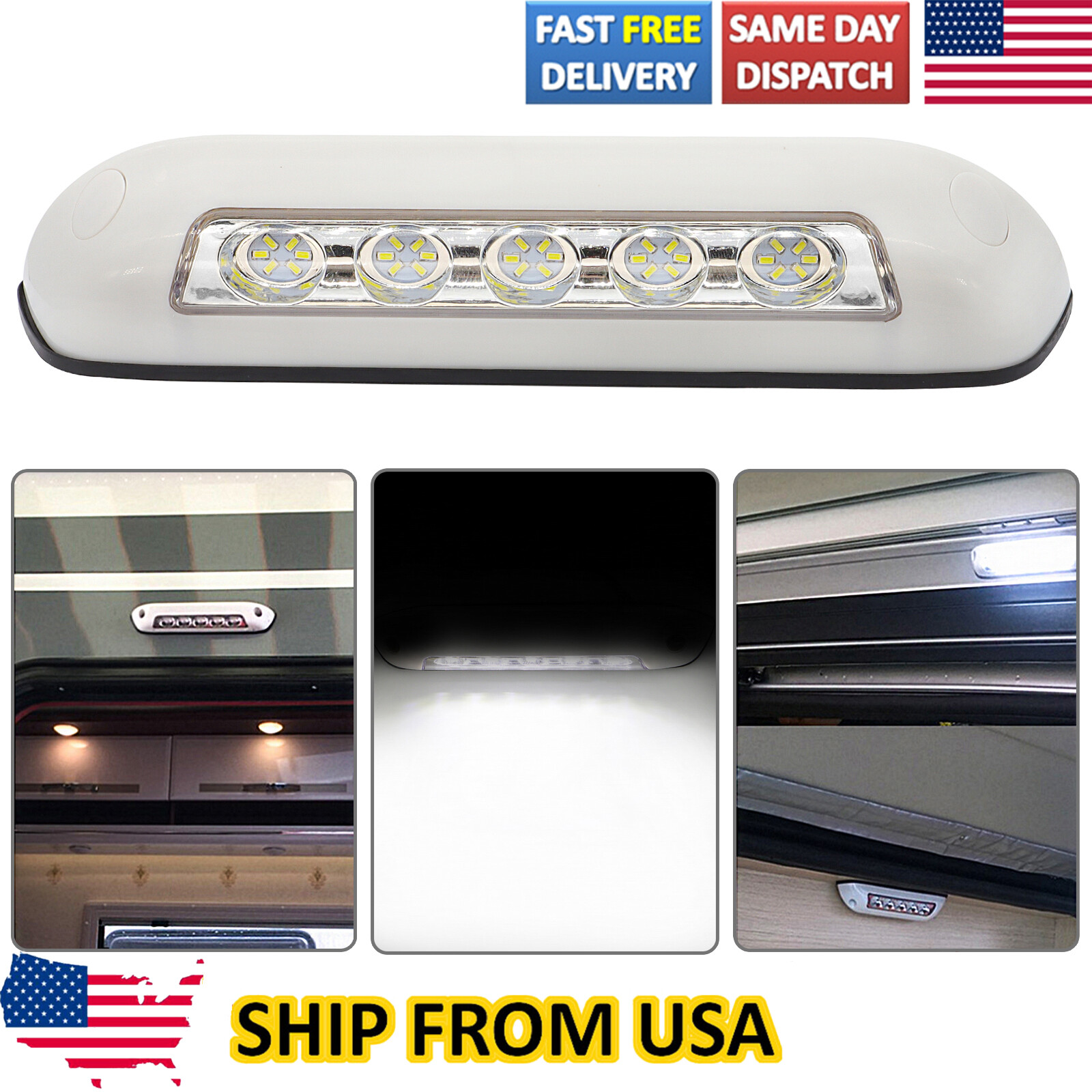 12V 5.6W LED Awning Porch Light Camping Lamp Caravan Trailer Outdoor Waterproof