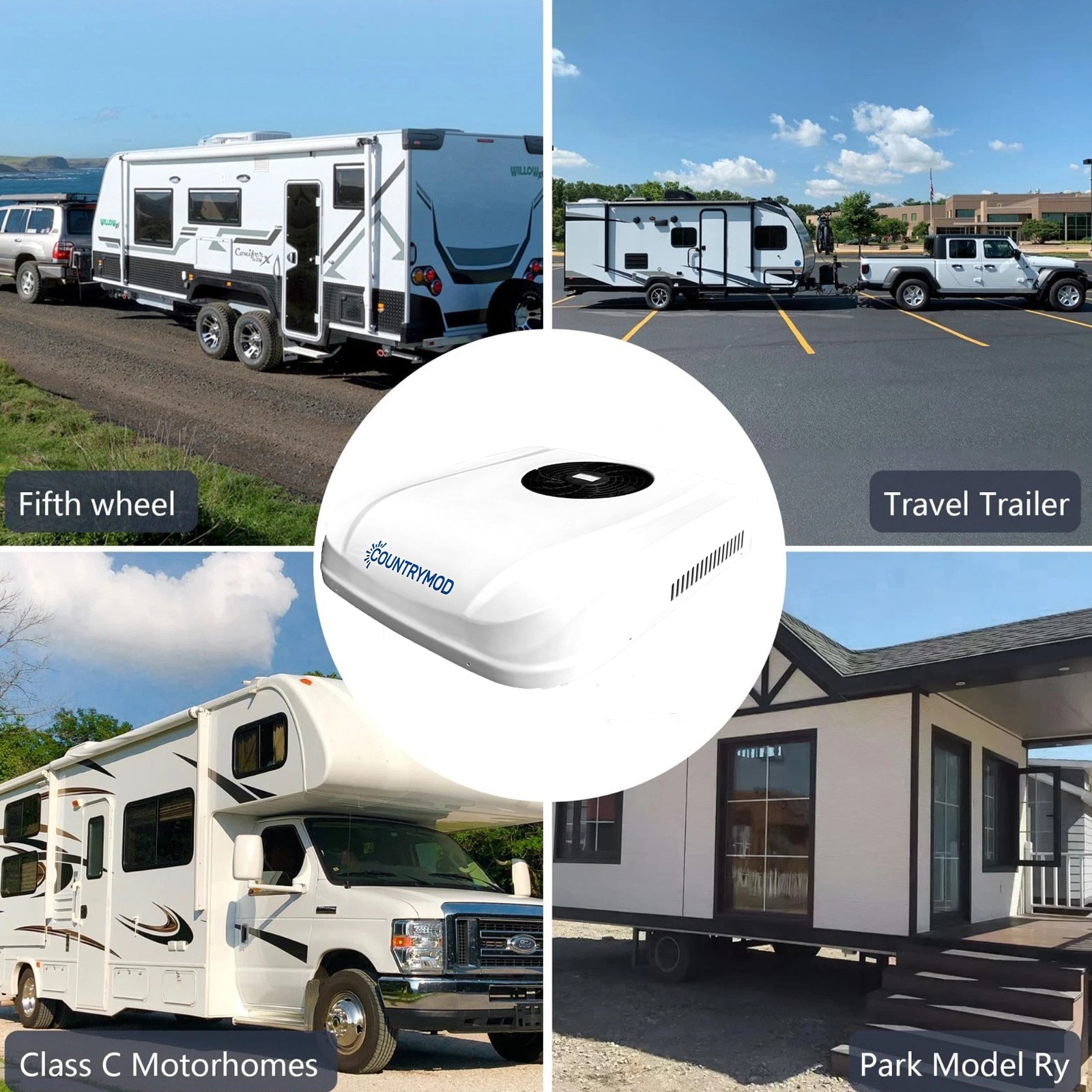 Countrymod 12V RV Rooftop Air Conditioner 10000BTU Cooling for Caravan Trailer