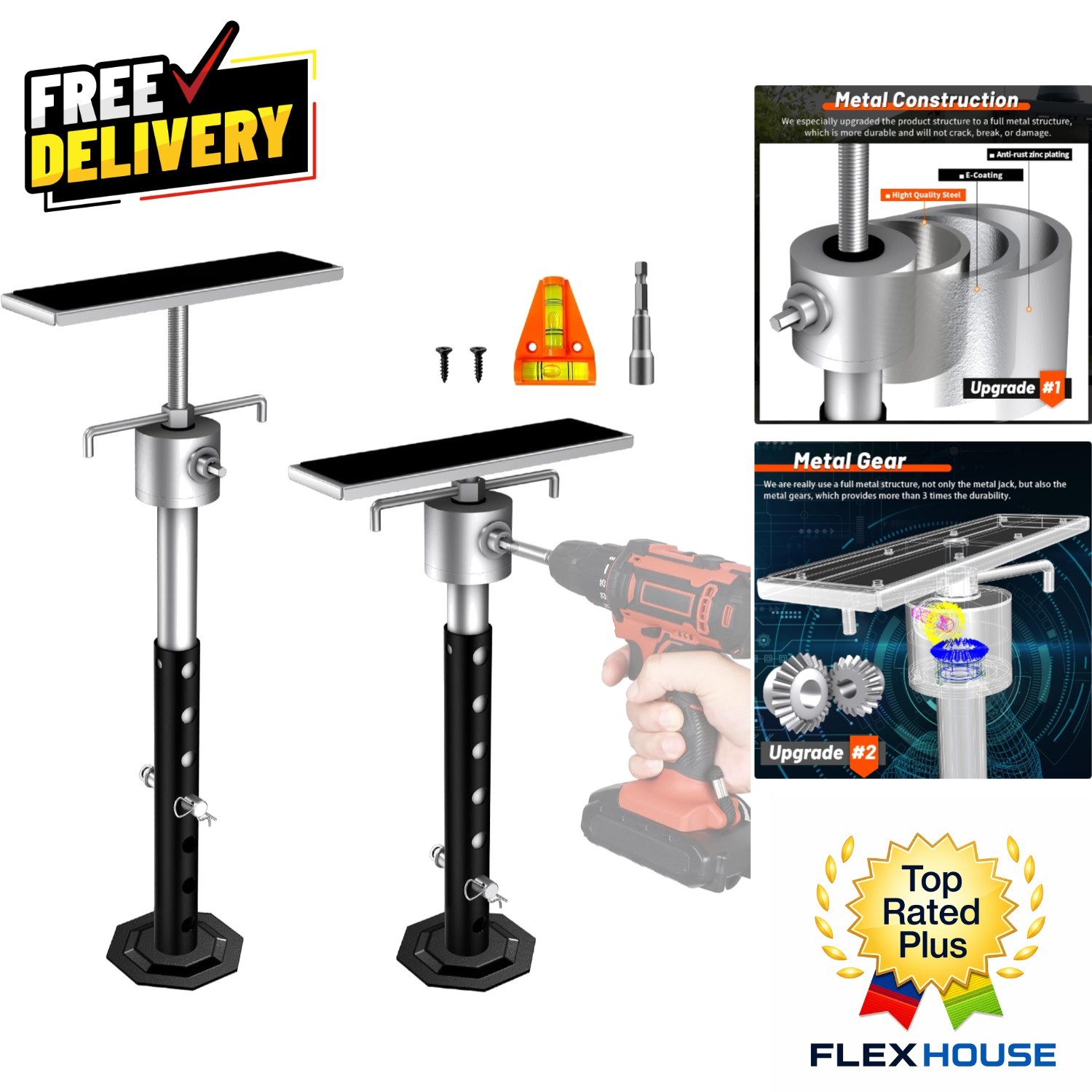 Heavy-Duty Adjustable Slide Out Support Jacks for RVs – 16″ to 36″ Height Range