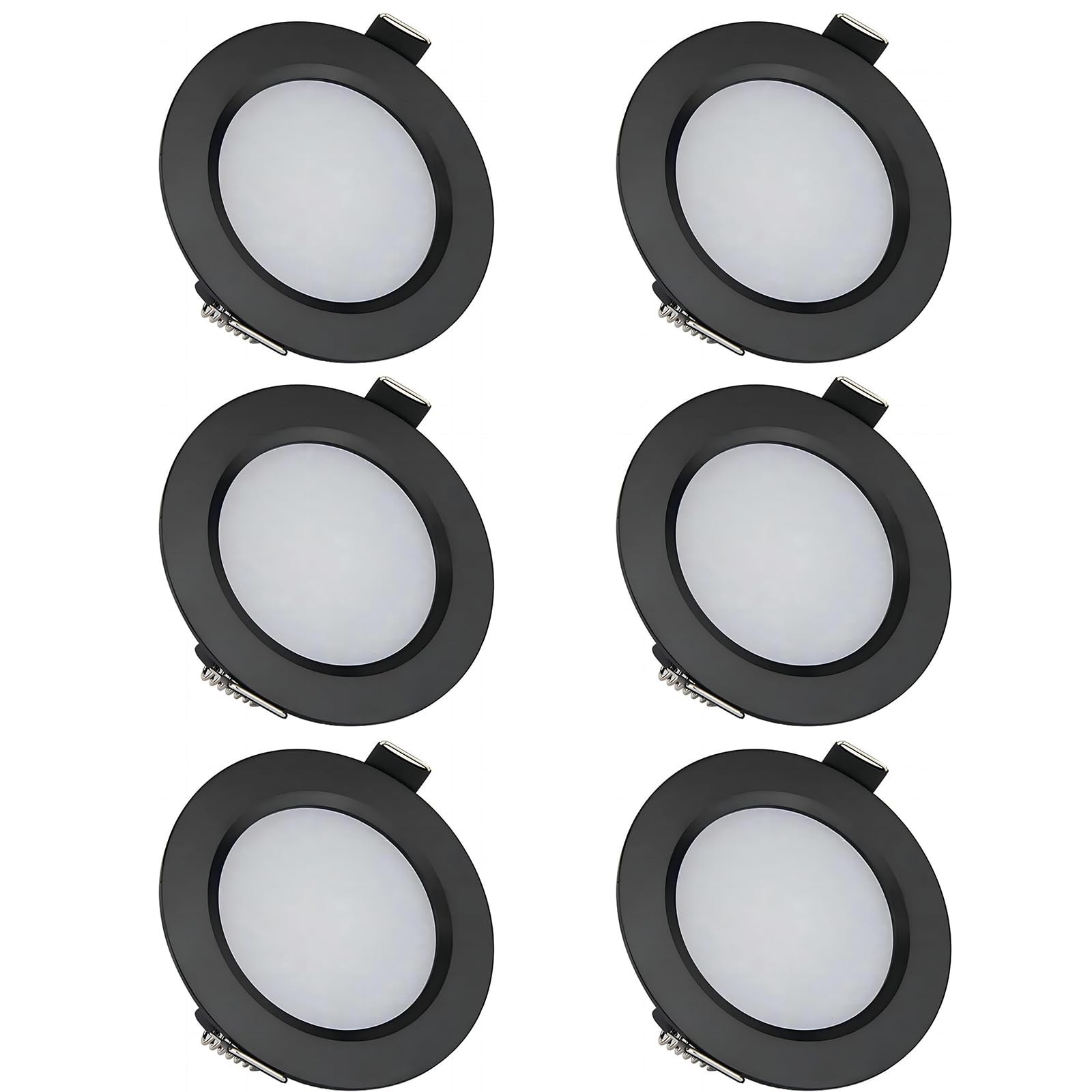 12V Spring Recessed RV Boat Camper Lights 3W 6500K 270LM Dimmable 6-Pack