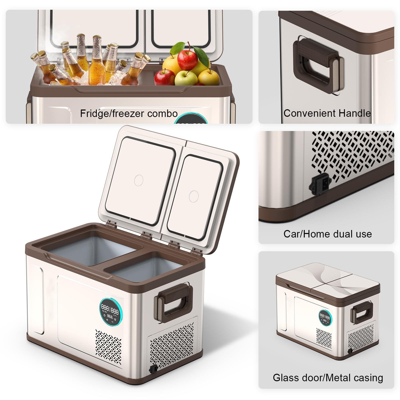 Portable Car Refrigerator 33Quart,12/24V DC 110~240 Volt AC Refrigerator,-4℉-68℉