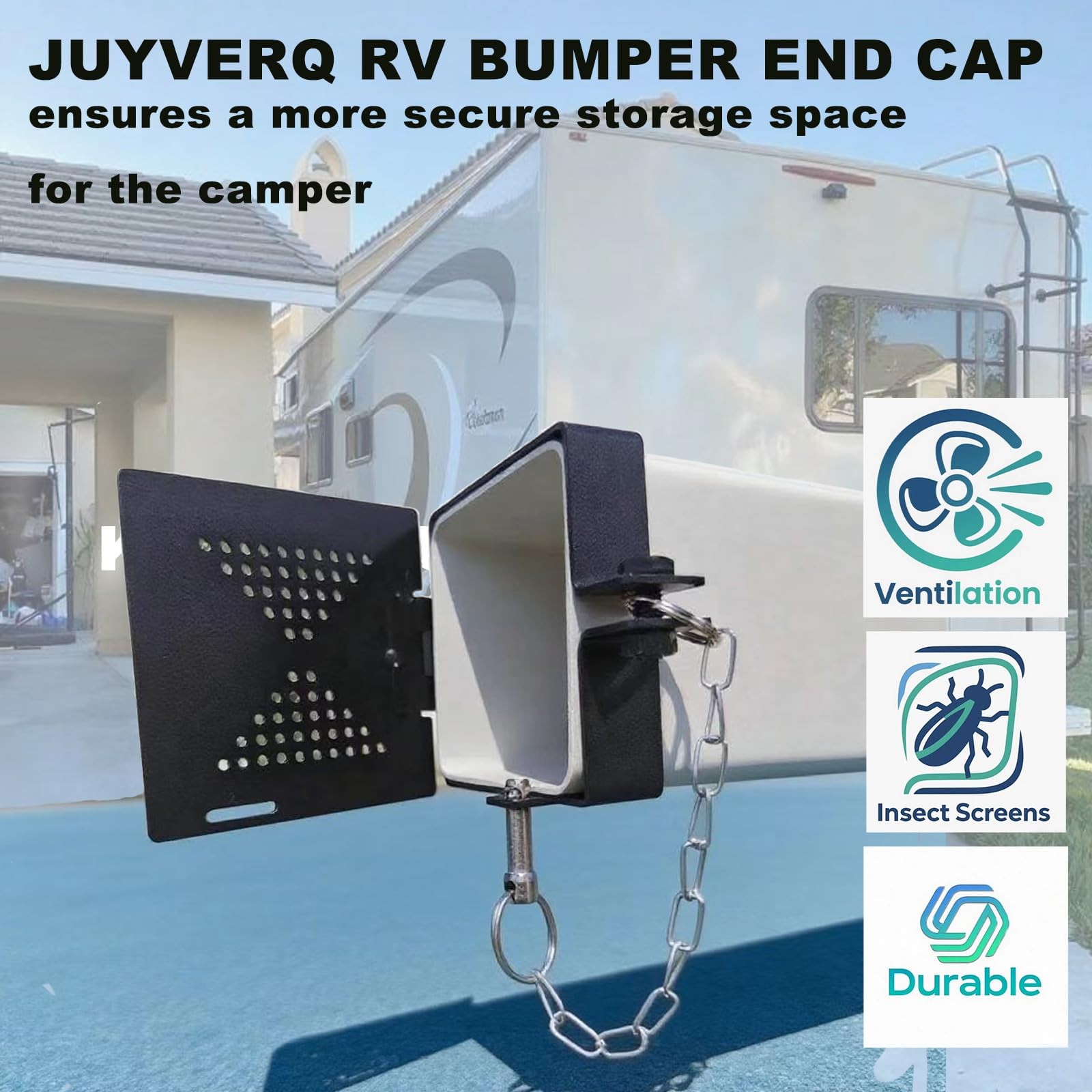 2Pack Steel RV Bumper End Caps | Fits 4″ Square Camper Bumpers, No Vent Holes