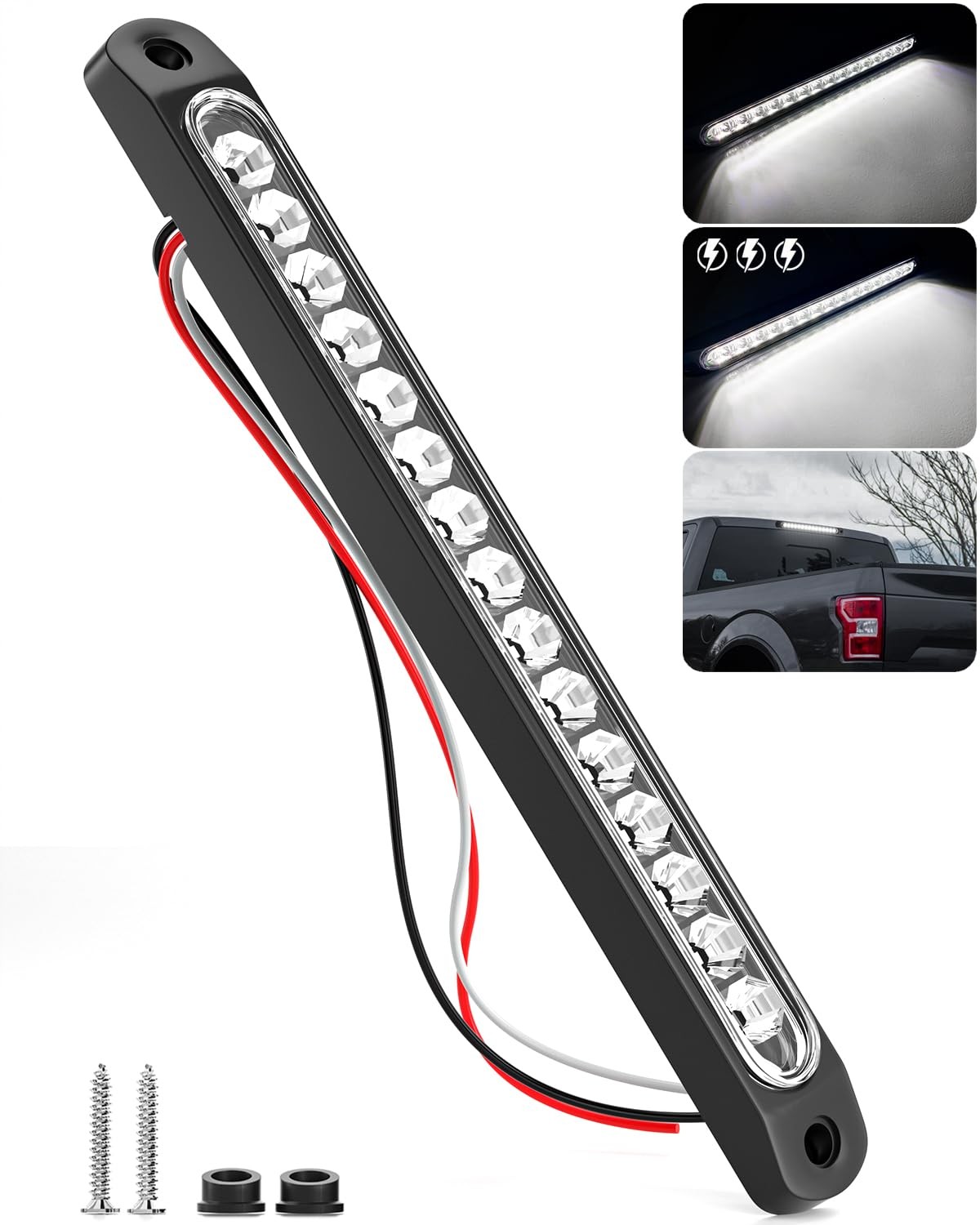 10″ Led Trailer Reverse Backup Running Light Bar White Tail Lights Led Strip Cle
