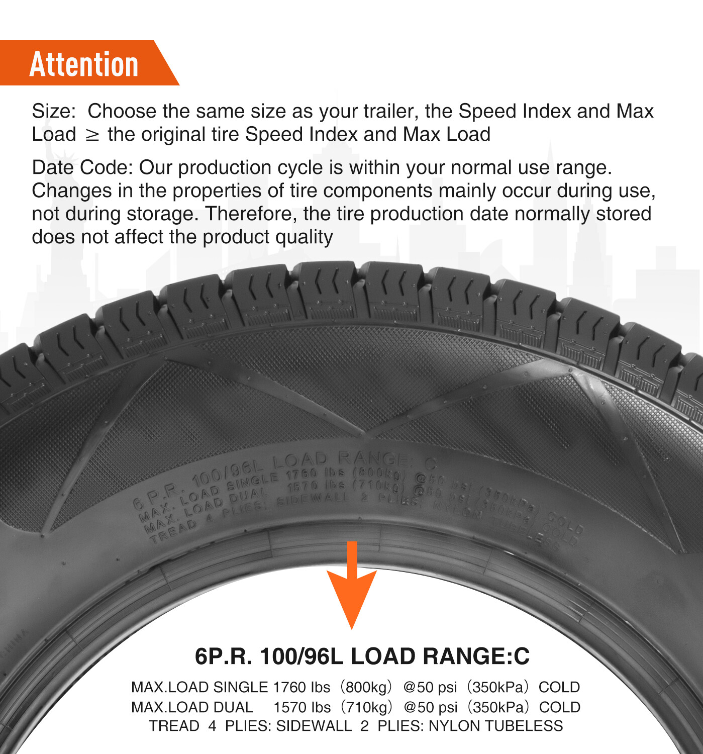 205 75 14 Trailer Tire 6Ply ST205/75D14 Replacement Tyre Load Range C 205 75D14