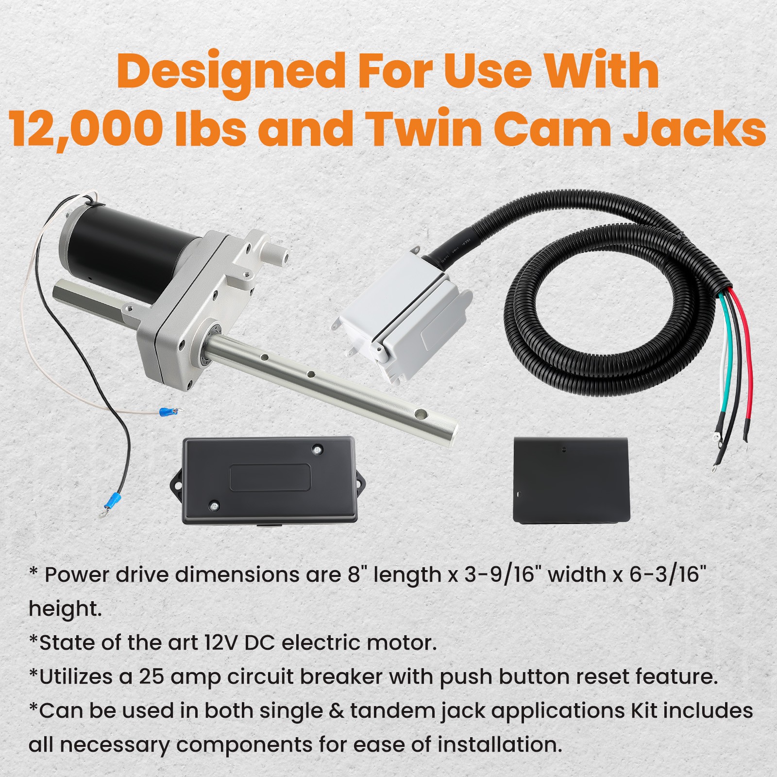 Electric Powered Trailer Jack Kits -12000 lbs Replace 1824200100 For Touring car